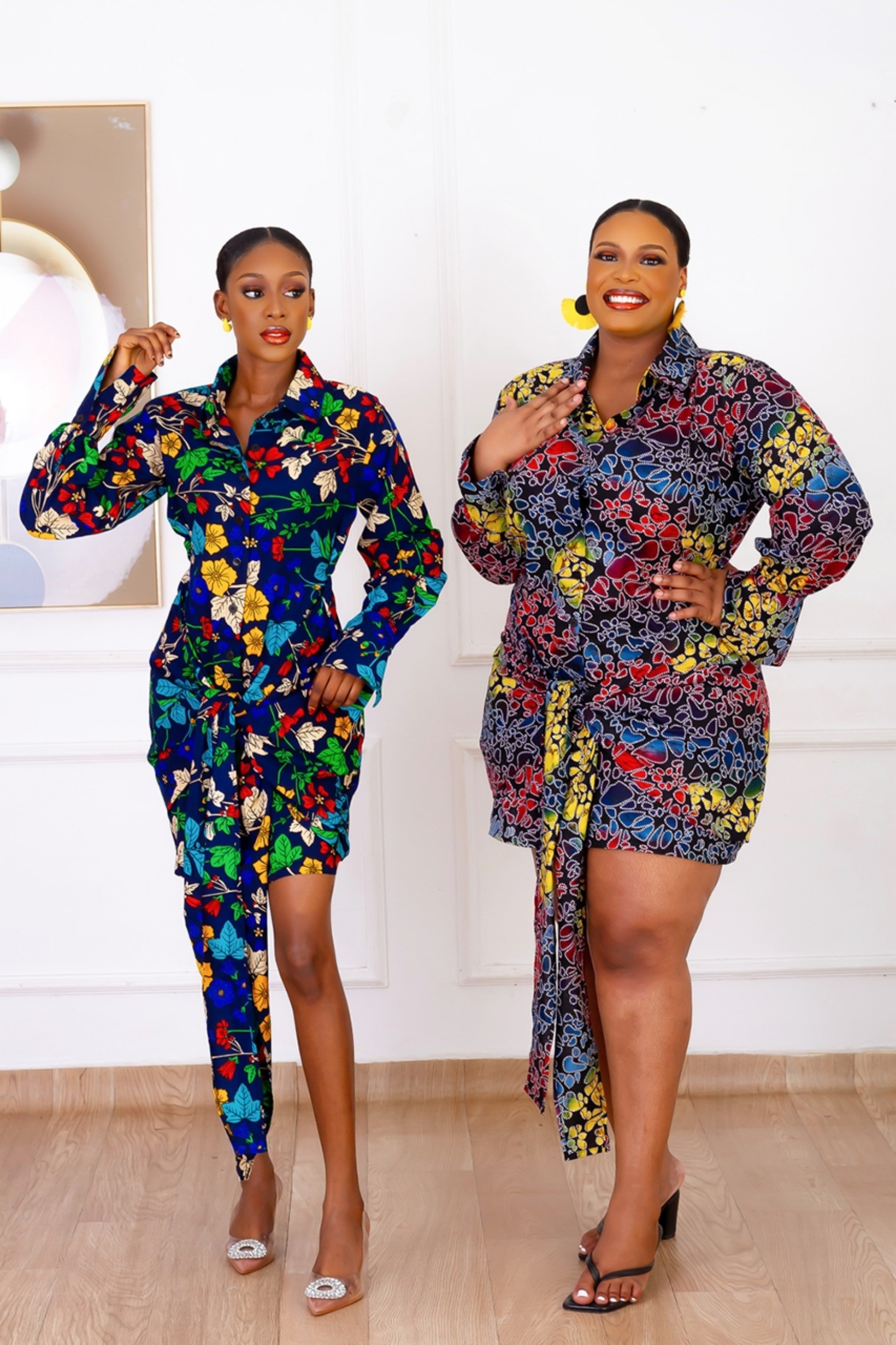 Kayinsola African Print Shirt Dress (Blue Multi) NIKI KAY