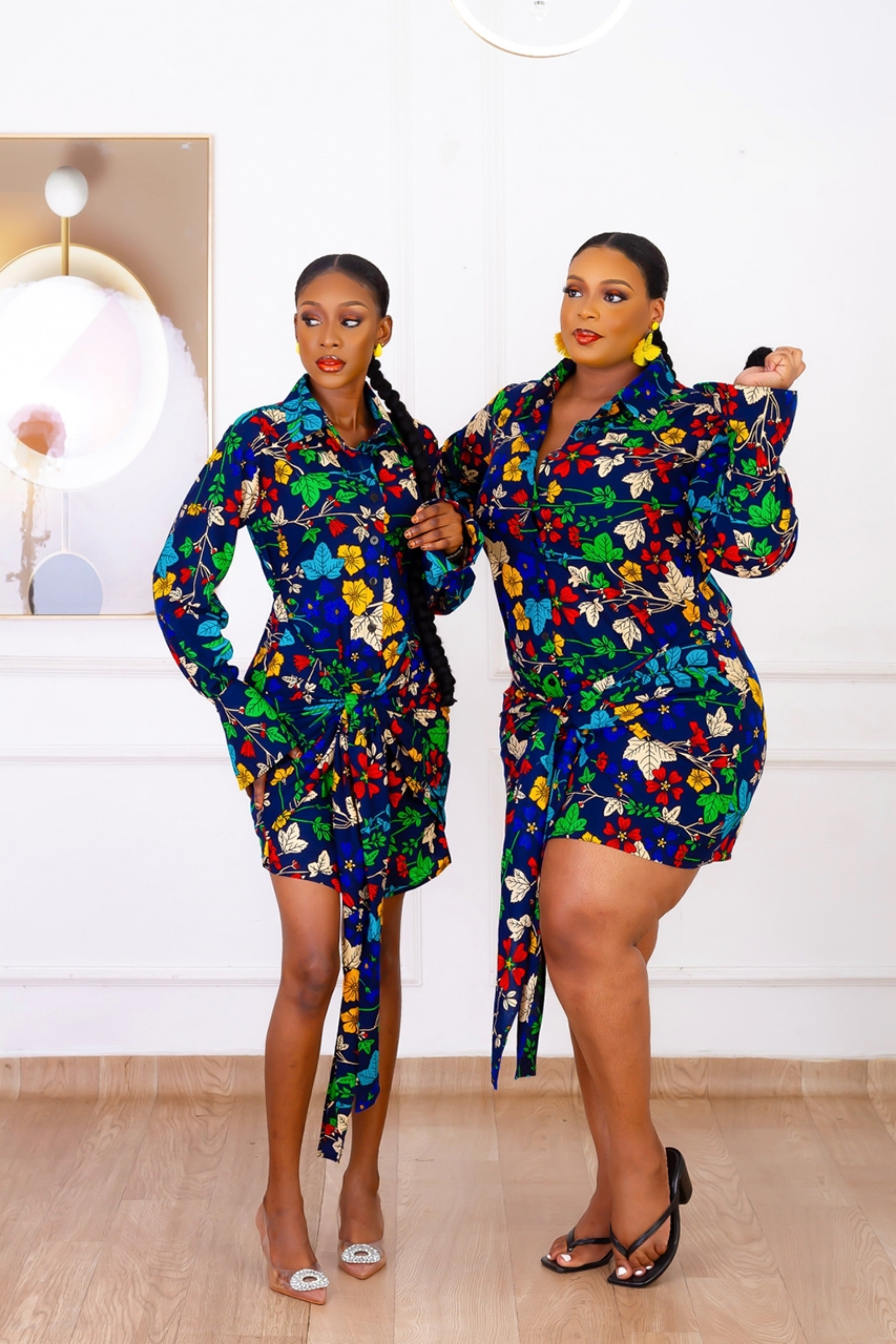 Kayinsola African Print Shirt Dress (Blue Multi) NIKI KAY