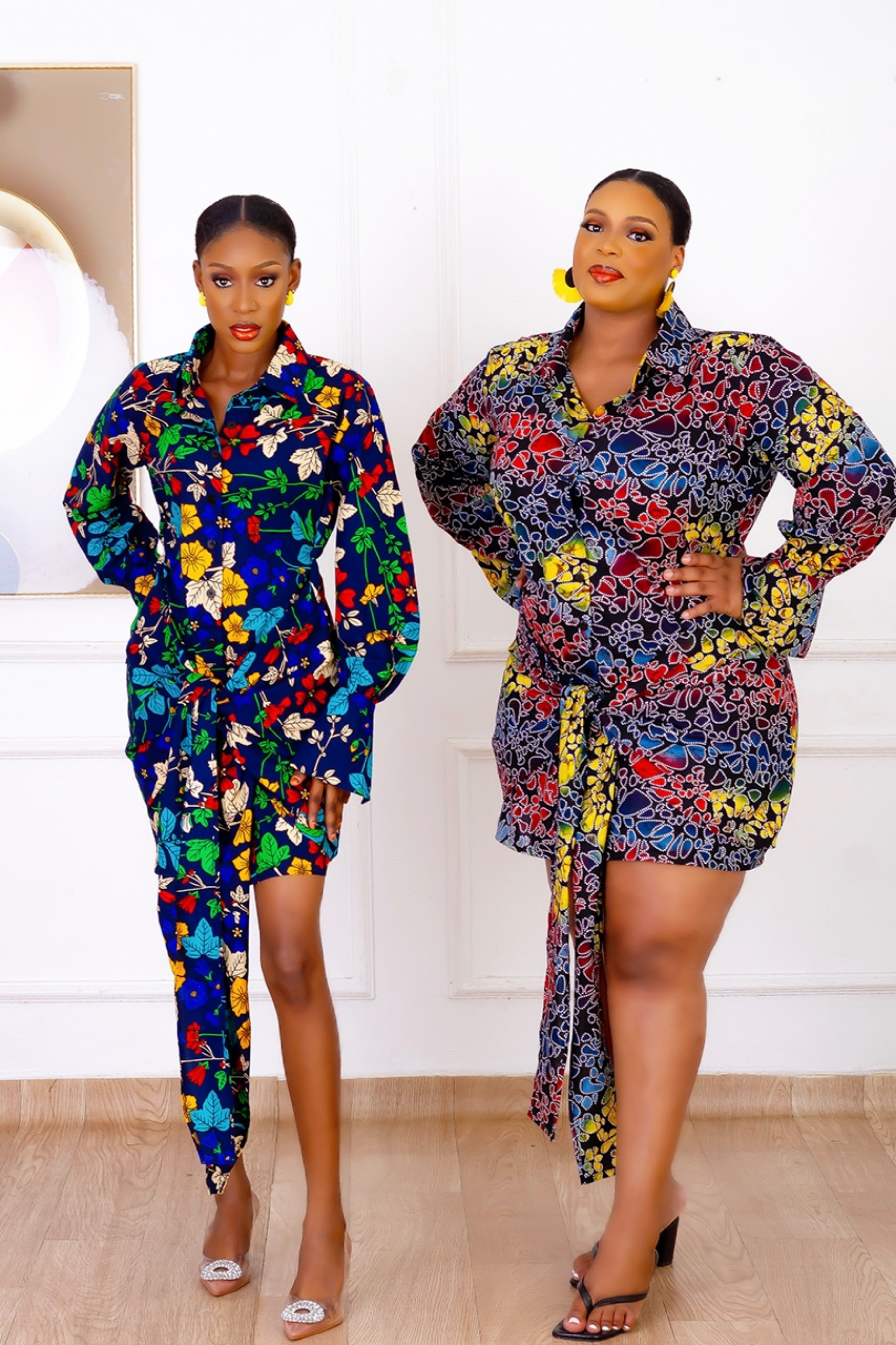 Kayinsola African Print Shirt Dress (Blue Multi) NIKI KAY
