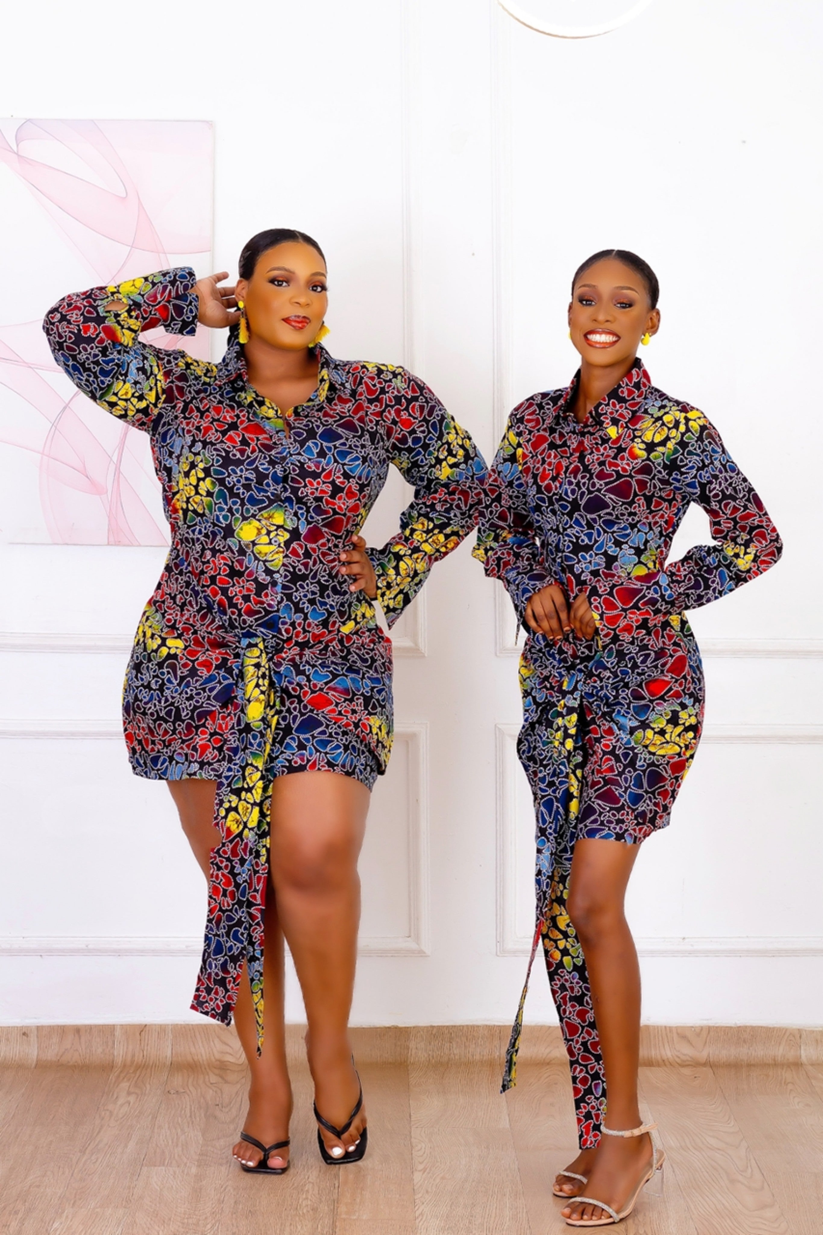 Kayinsola African Print Shirt Dress (Grey Multi) NIKI KAY