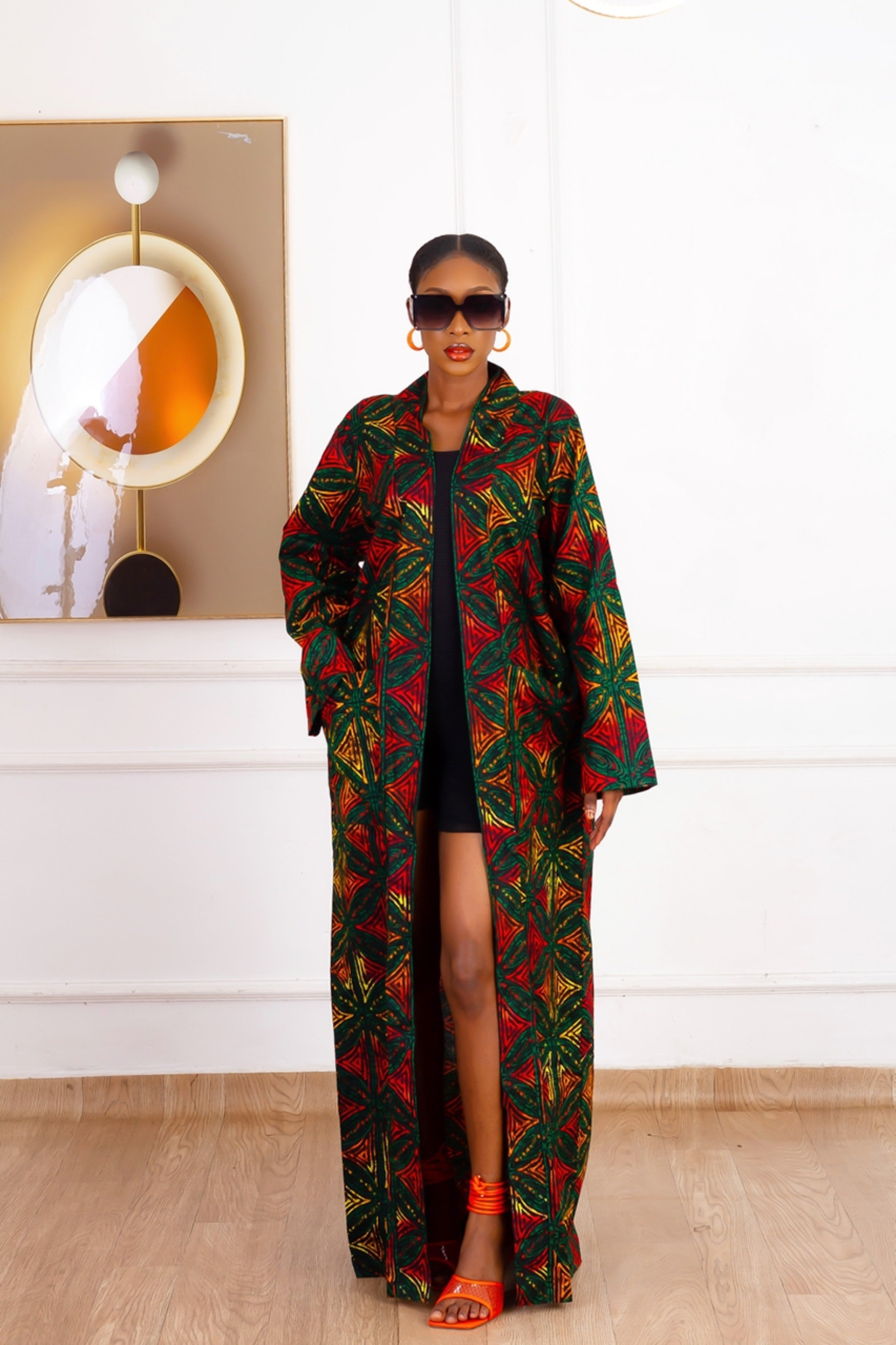 Asha African Print Kimono (Green Multi)