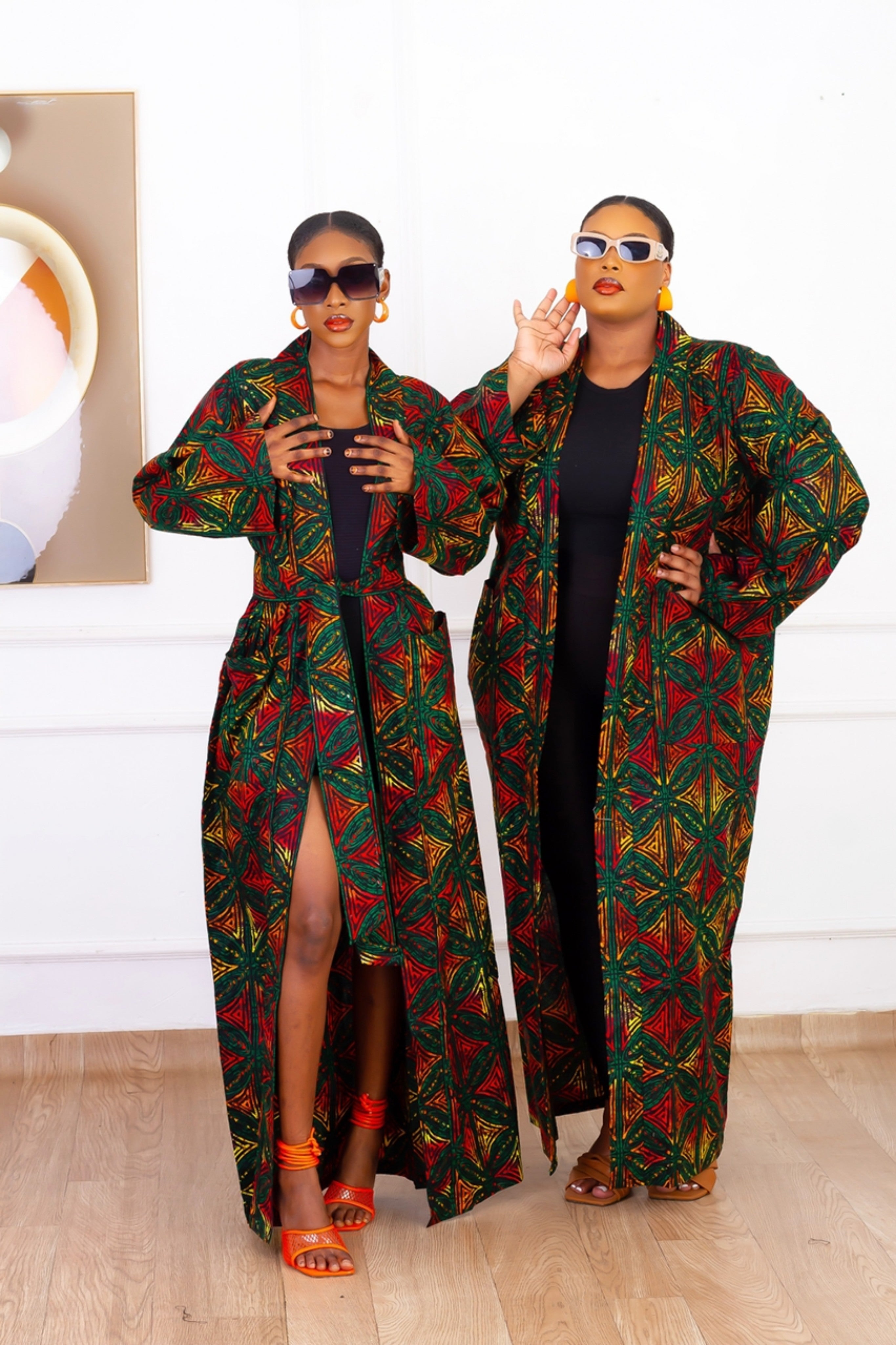 Asha African Print Kimono (Green Multi)