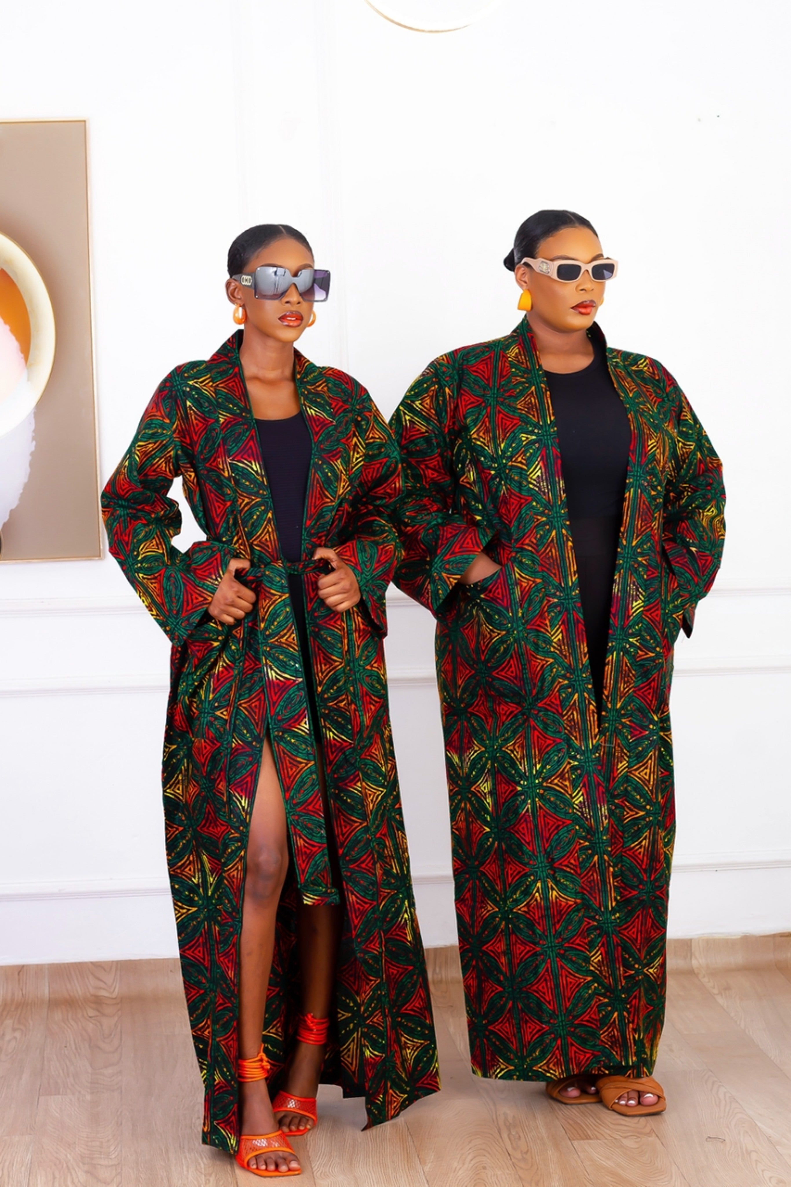 Asha African Print Kimono (Green Multi)