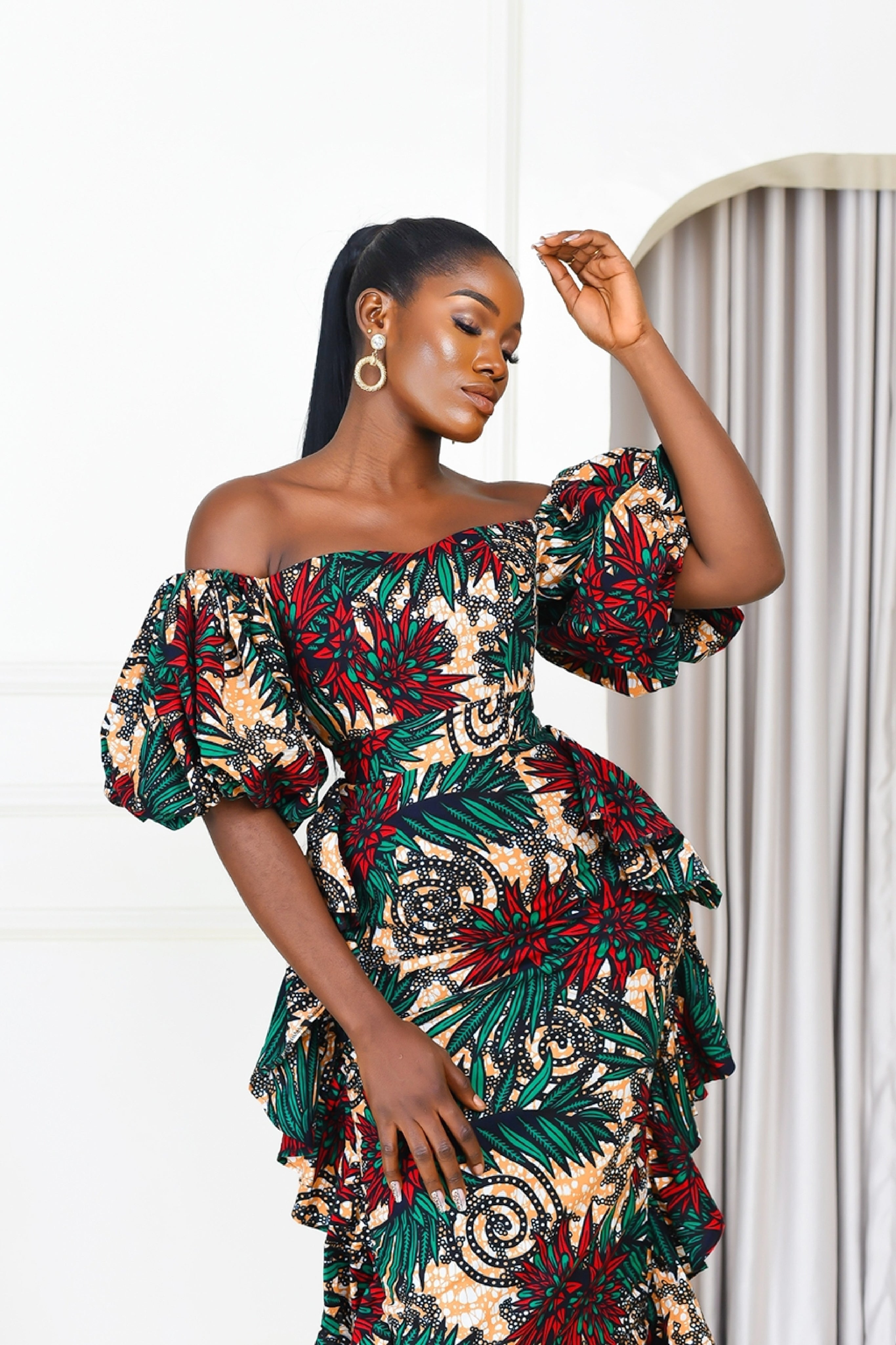 Lewa African Print Dress (Green)