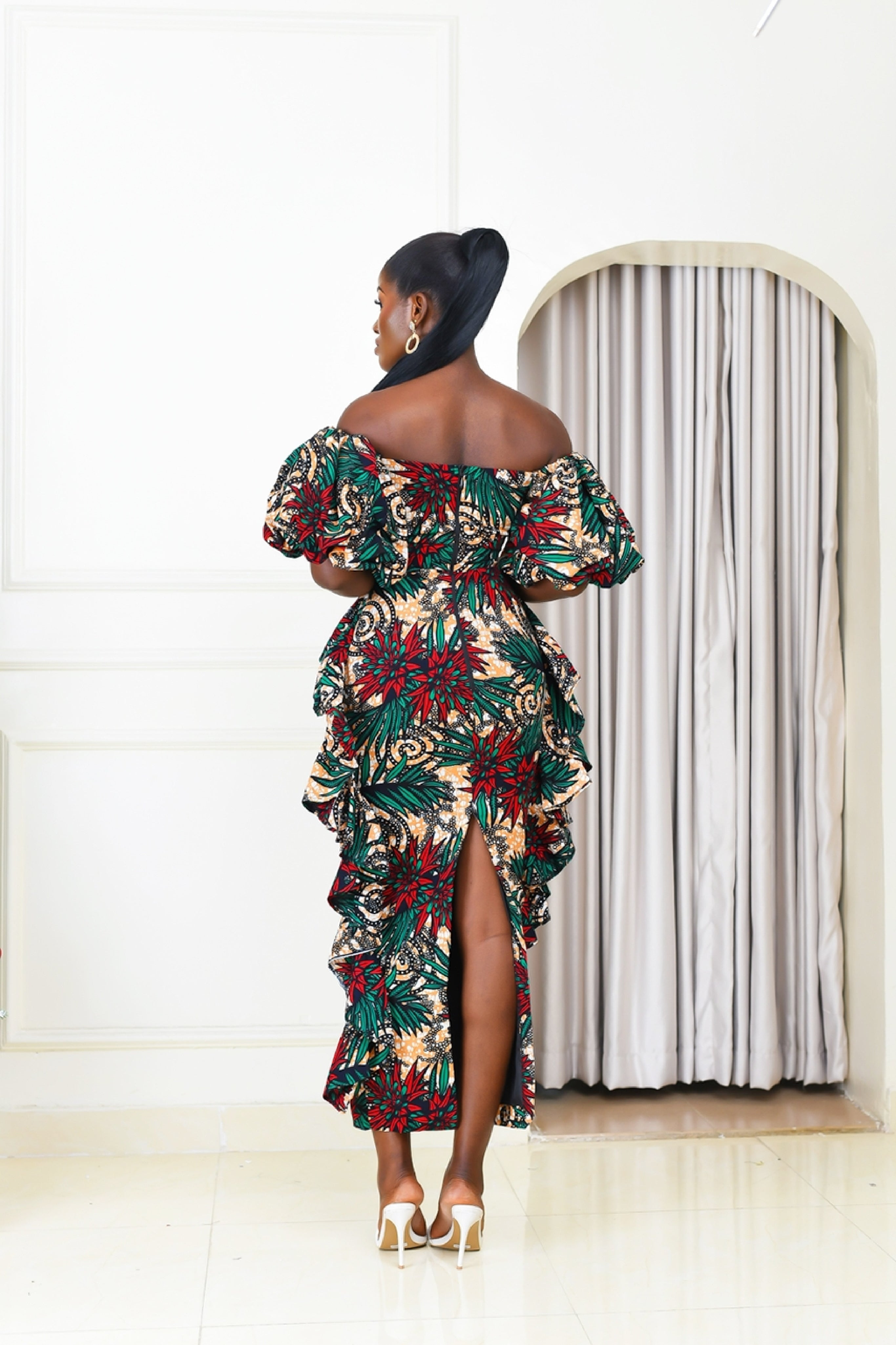 Lewa African Print Dress (Green)