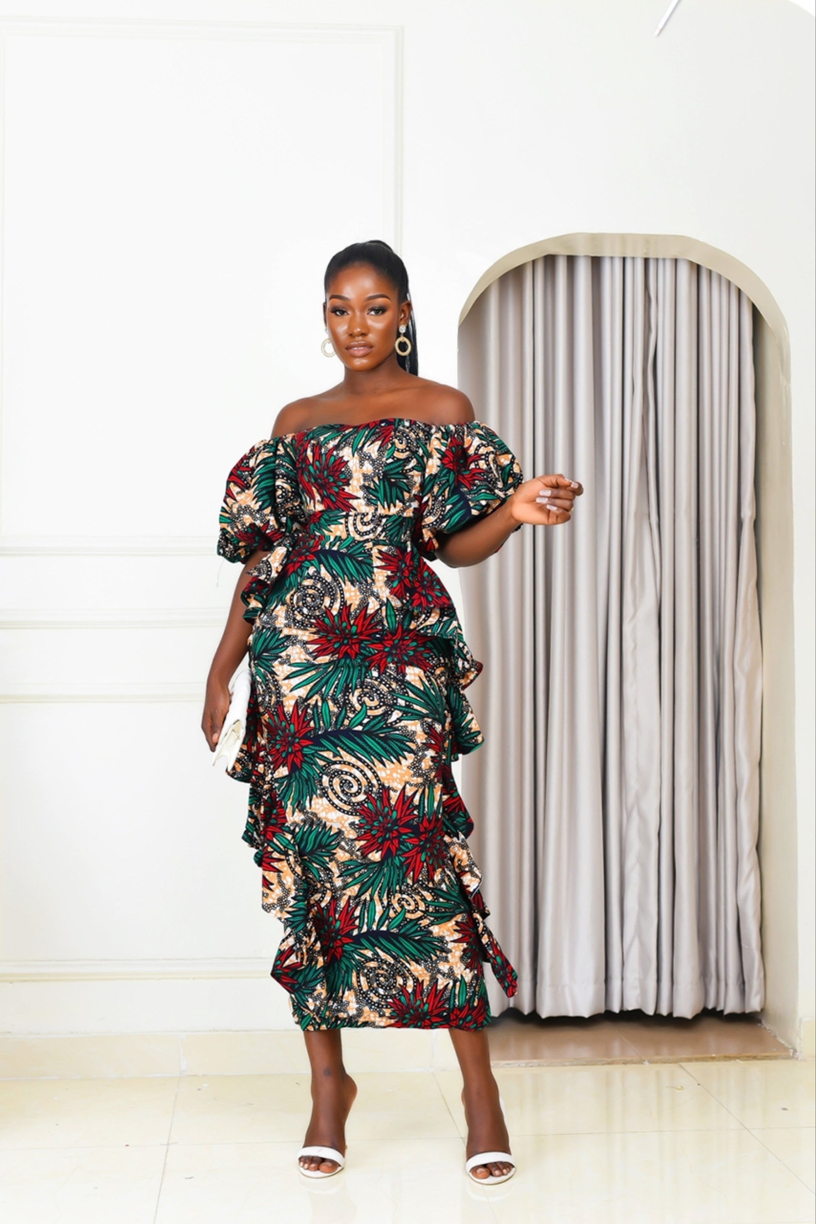 Lewa African Print Dress (Green)