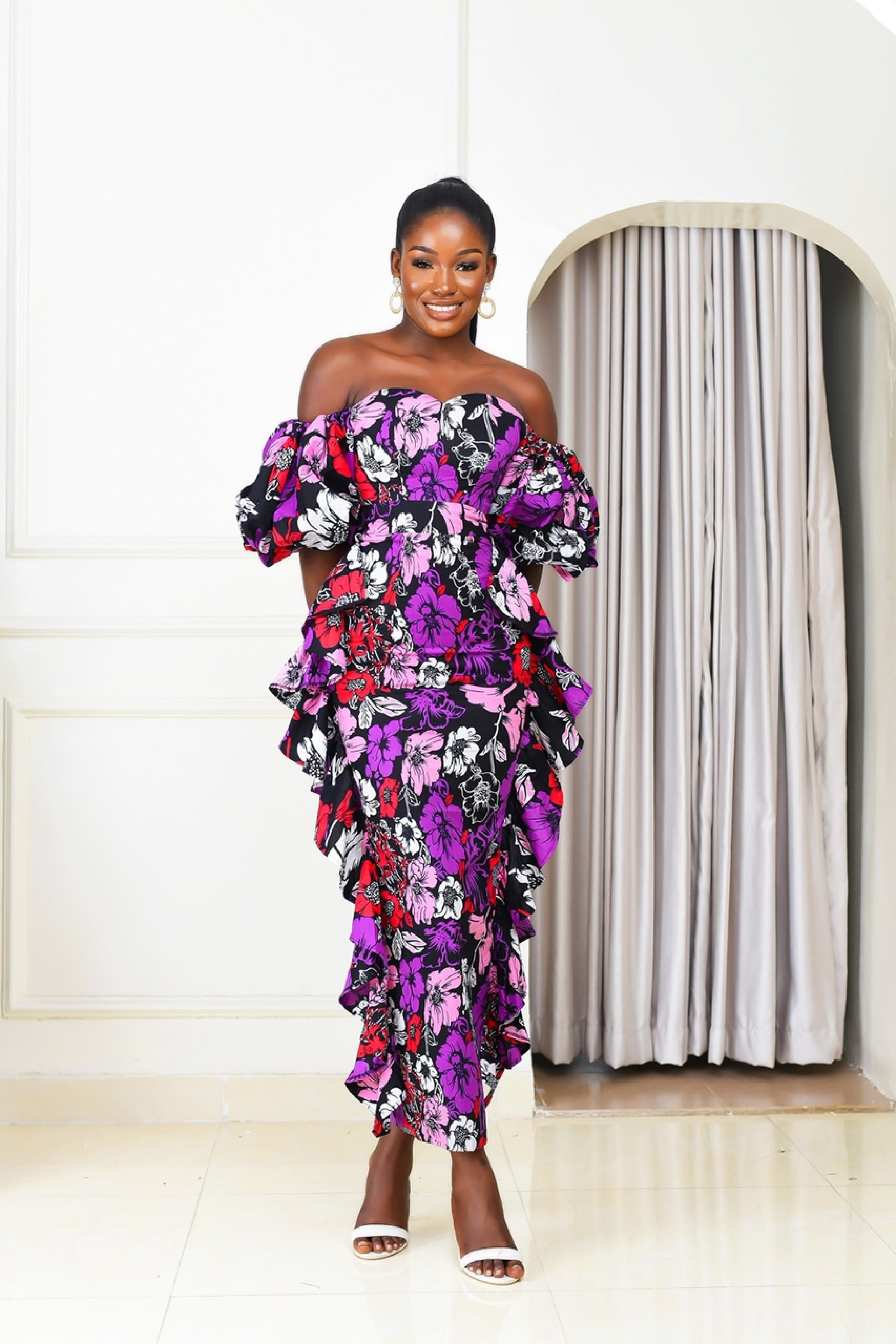 Lewa African Print Dress (Purple)