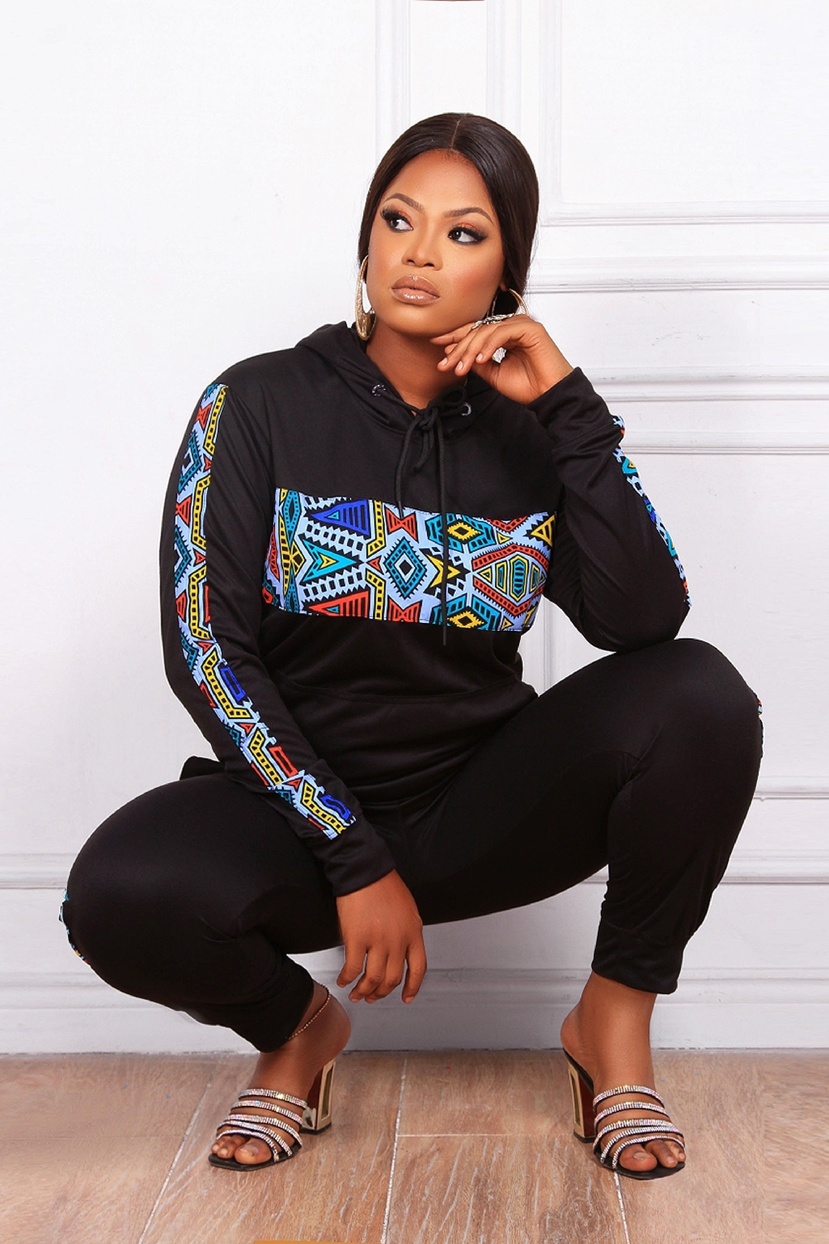 Nala African Print soft Jogger Set (Blue African Print) NIKI KAY