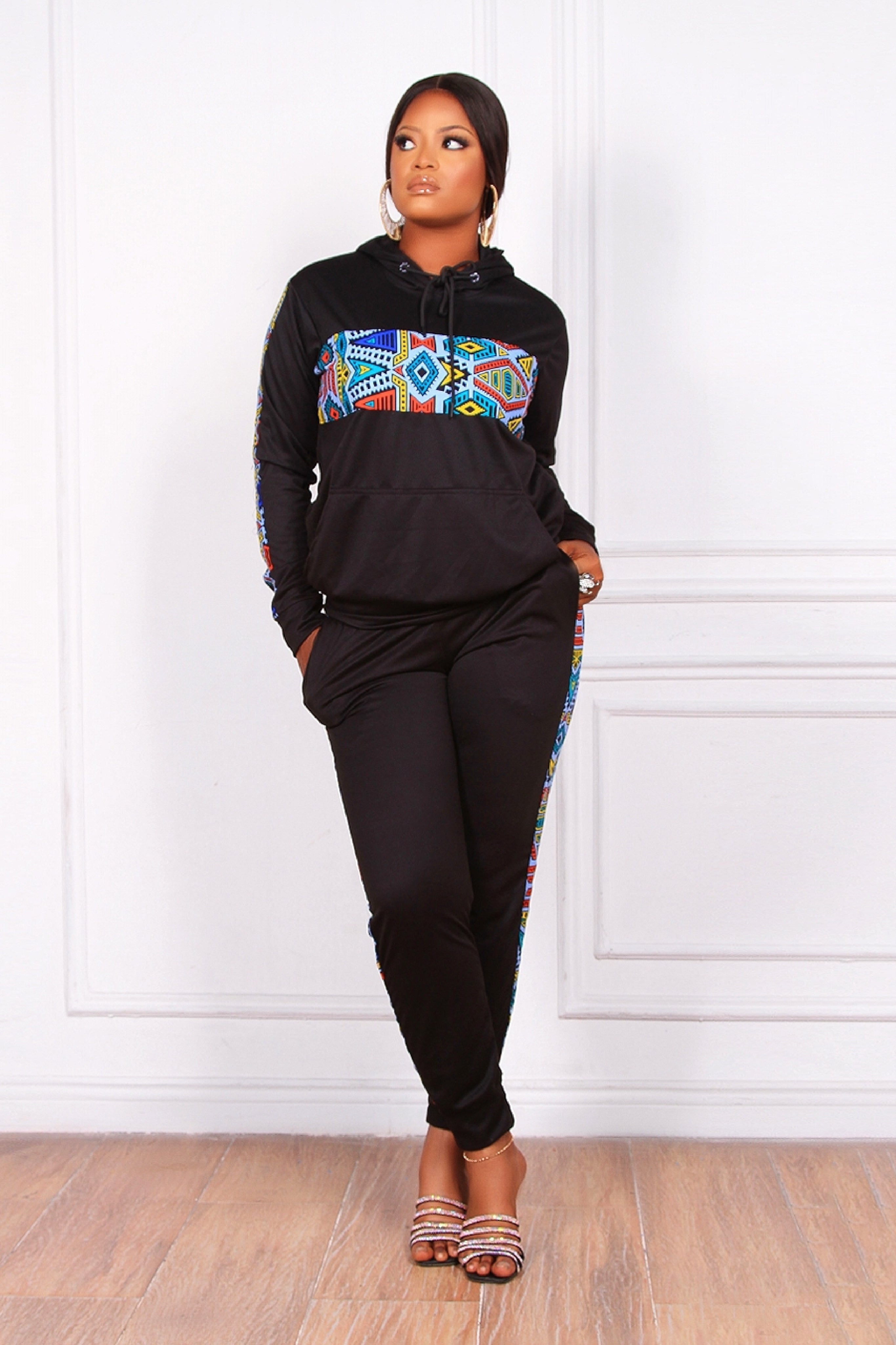 Nala African Print soft Jogger Set (Blue African Print) NIKI KAY