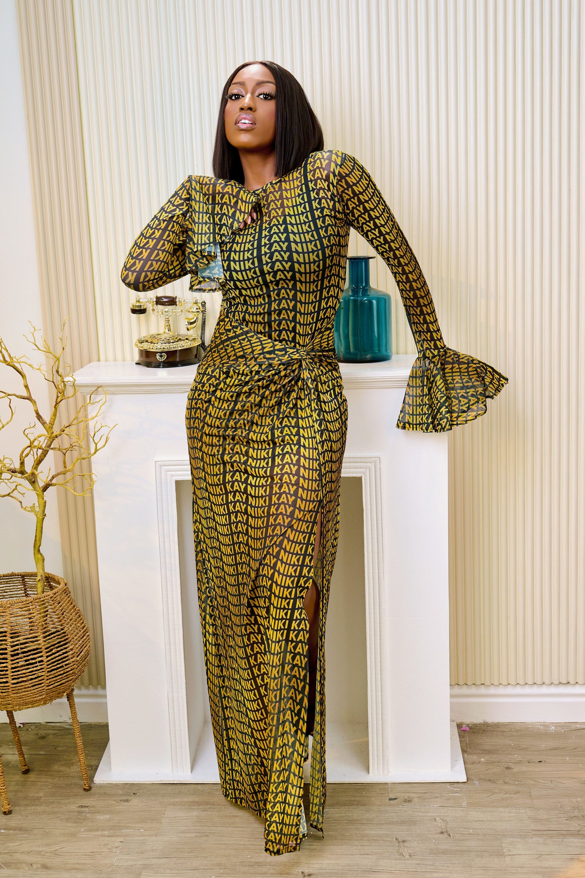 Ayanfe Signature Monogram Mesh Dress - Beautiful Mesh Occasion Dress