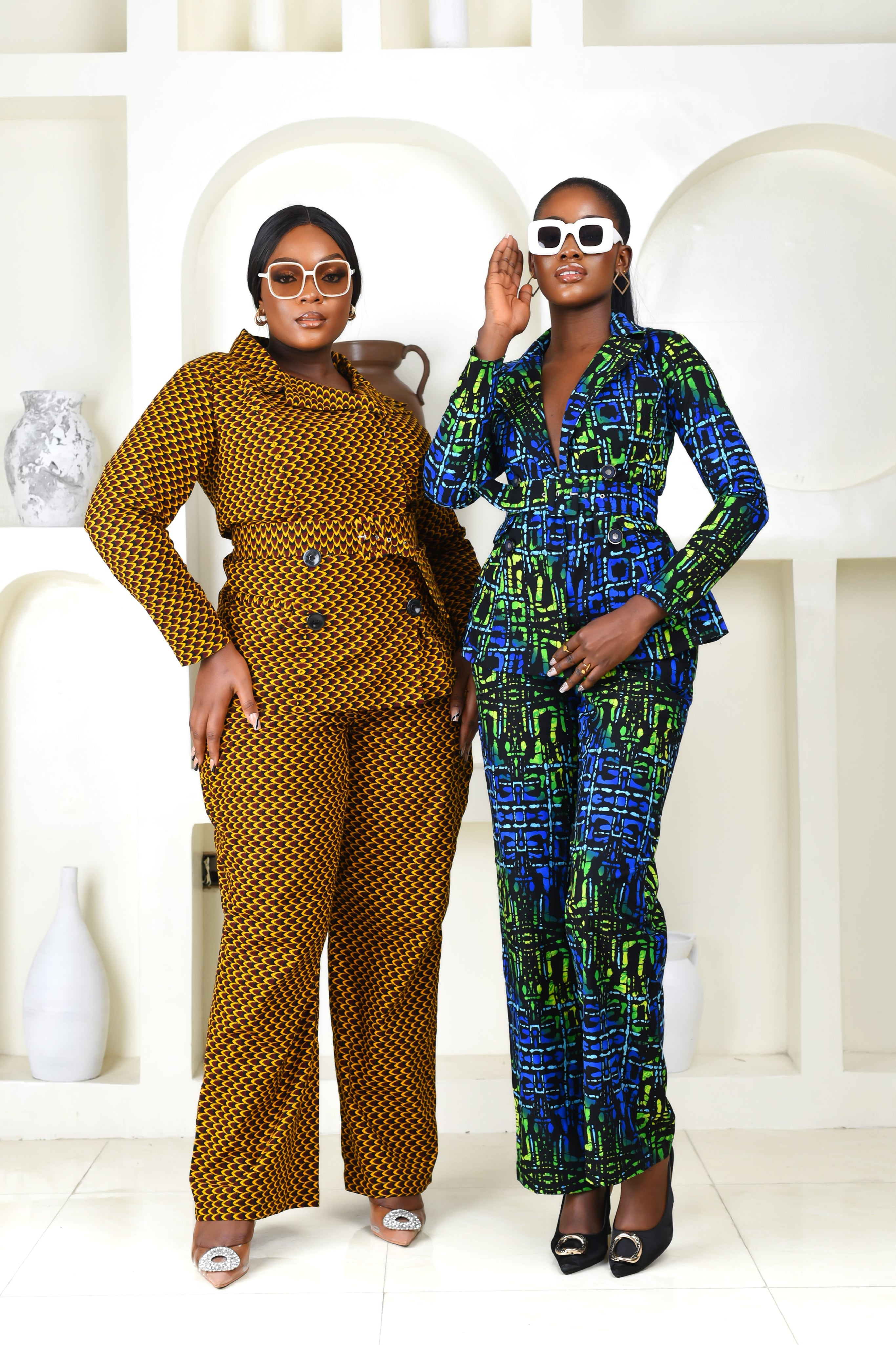 Yinka African Print Pantsuit (Brown)