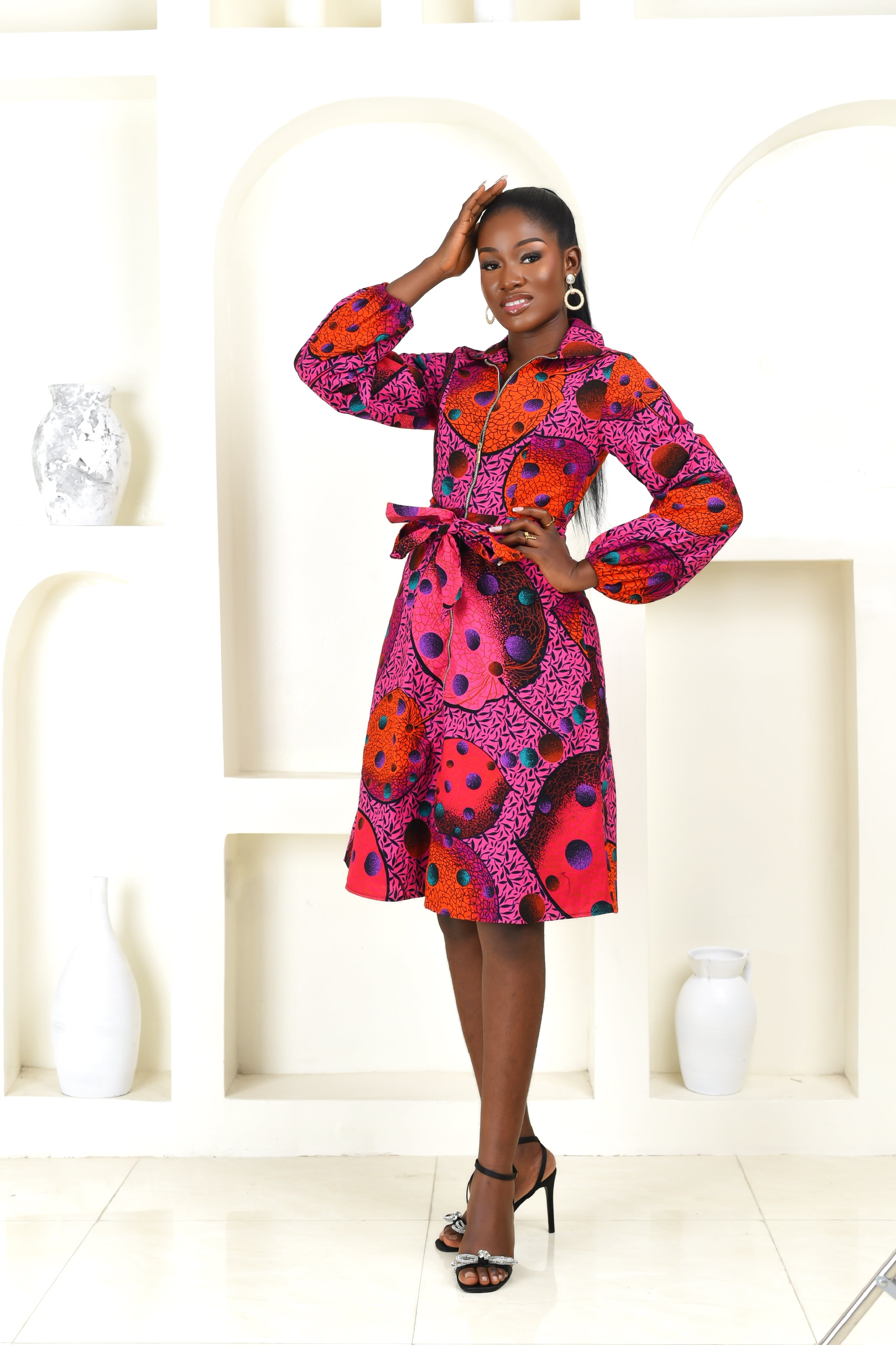 Oluchi Zippered Dress (Pink) NIKI KAY