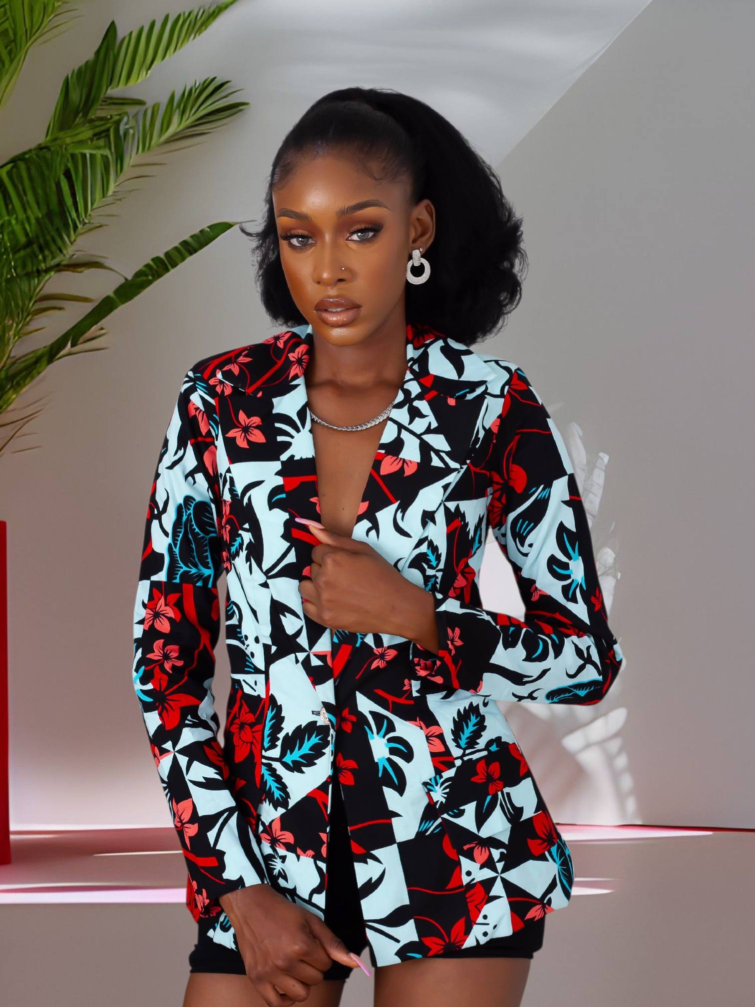 Lerato African Print Blazer (Blue)