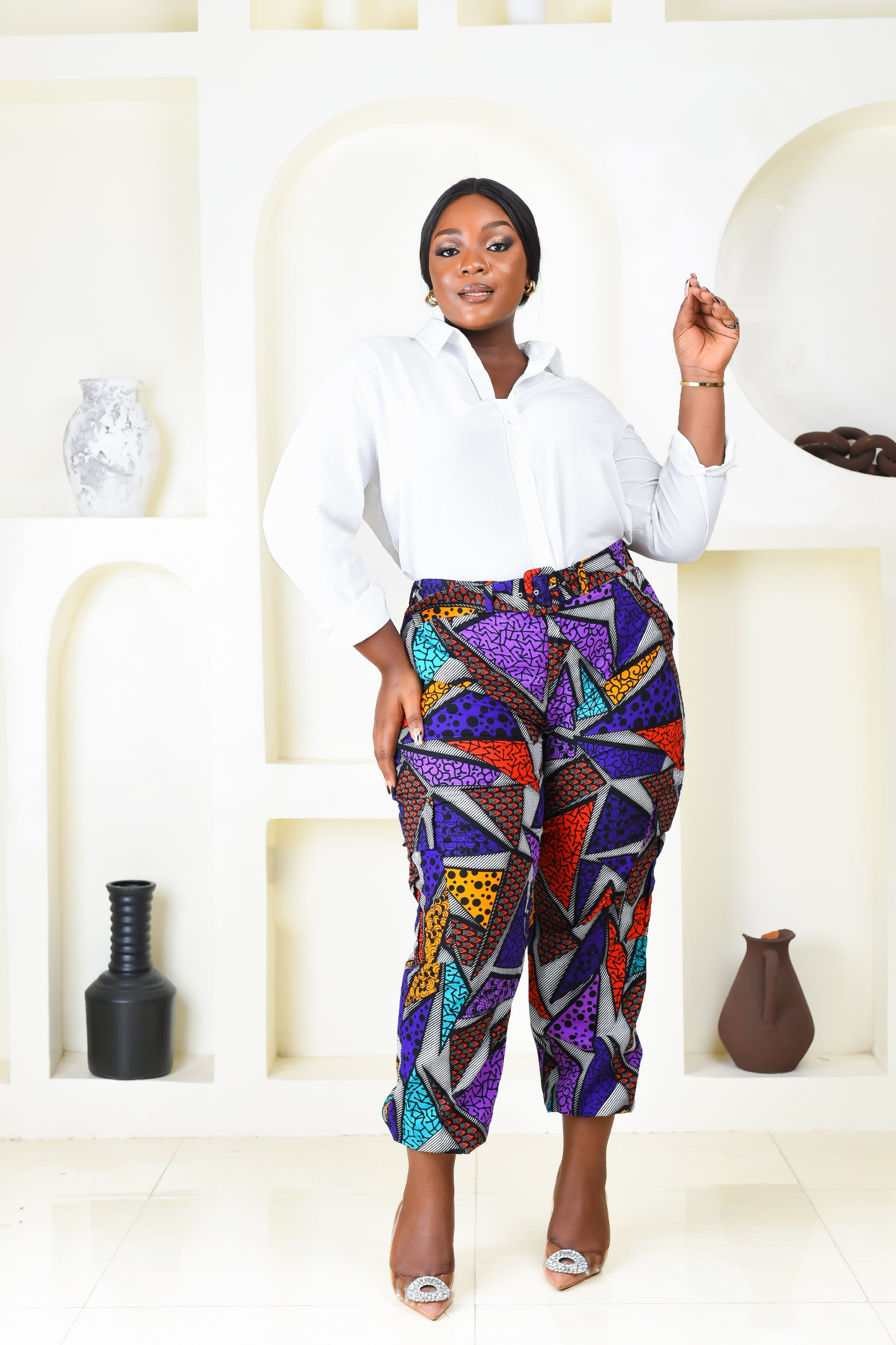 Ola African Print Cargo Pants (Purple) NIKI KAY