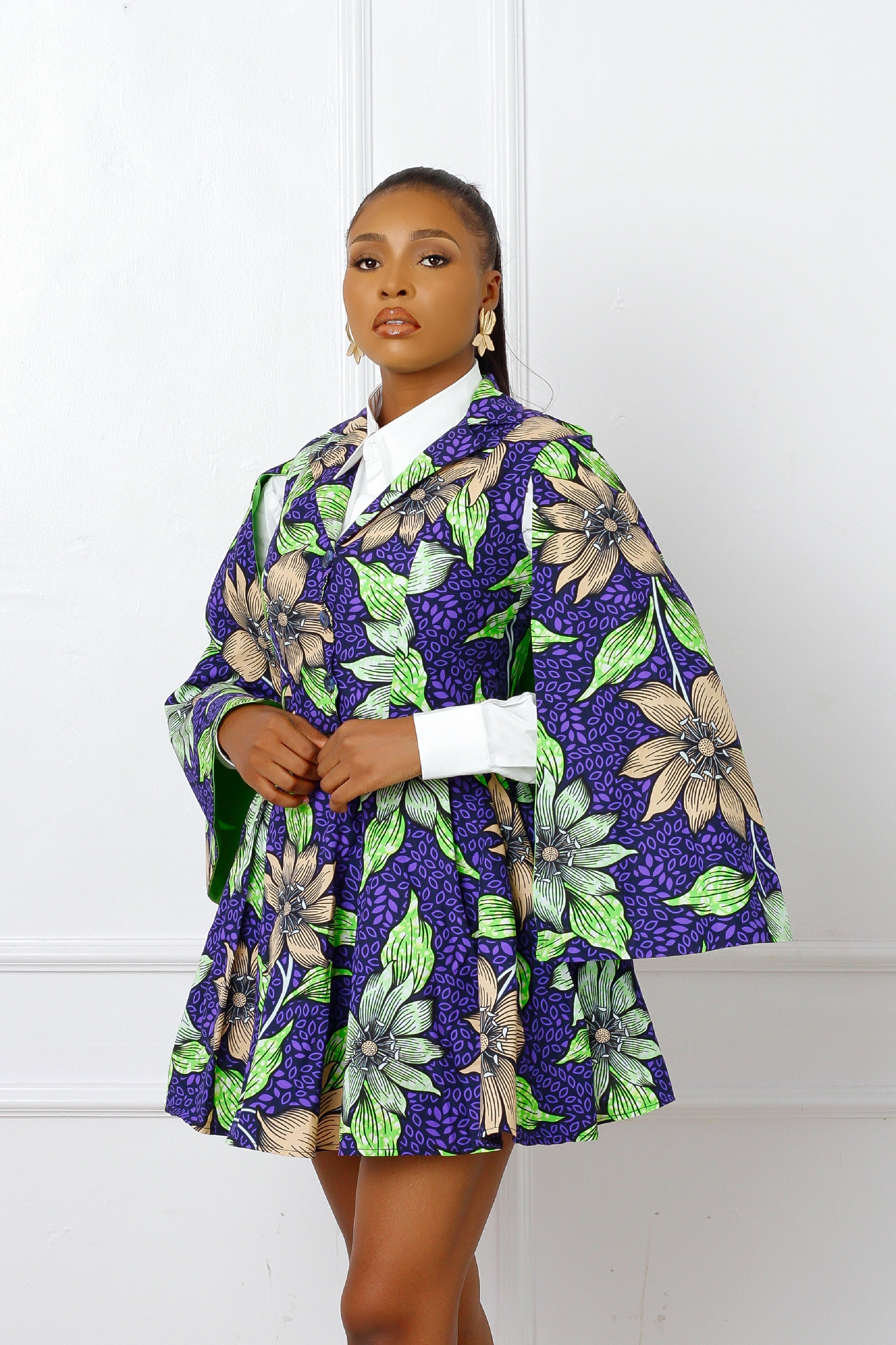 Amara African Print Cape Coat Set NIKI KAY