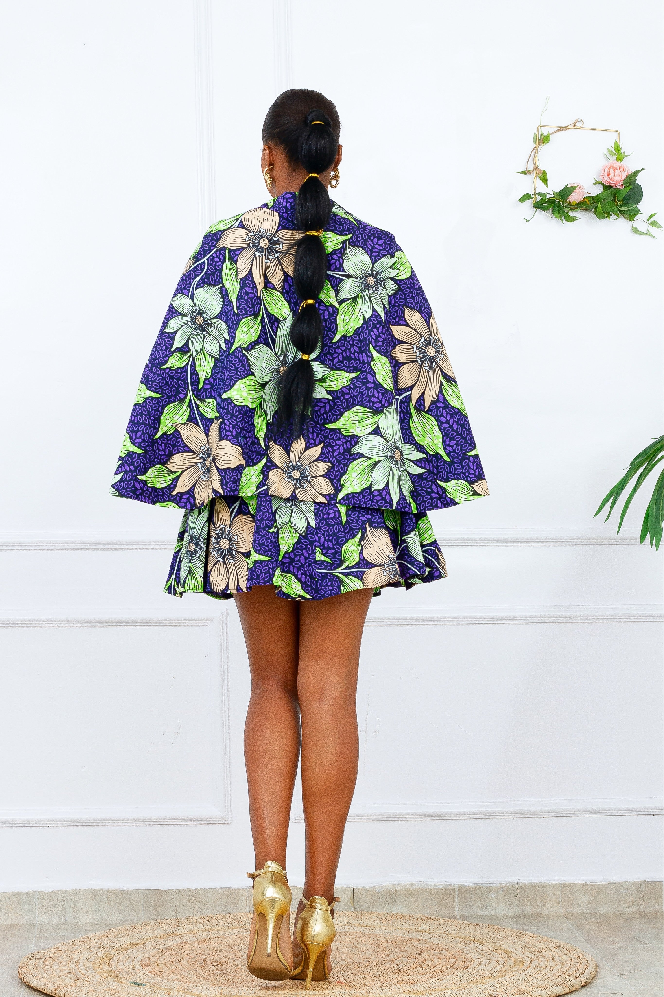 Amara African Print Cape Coat Set