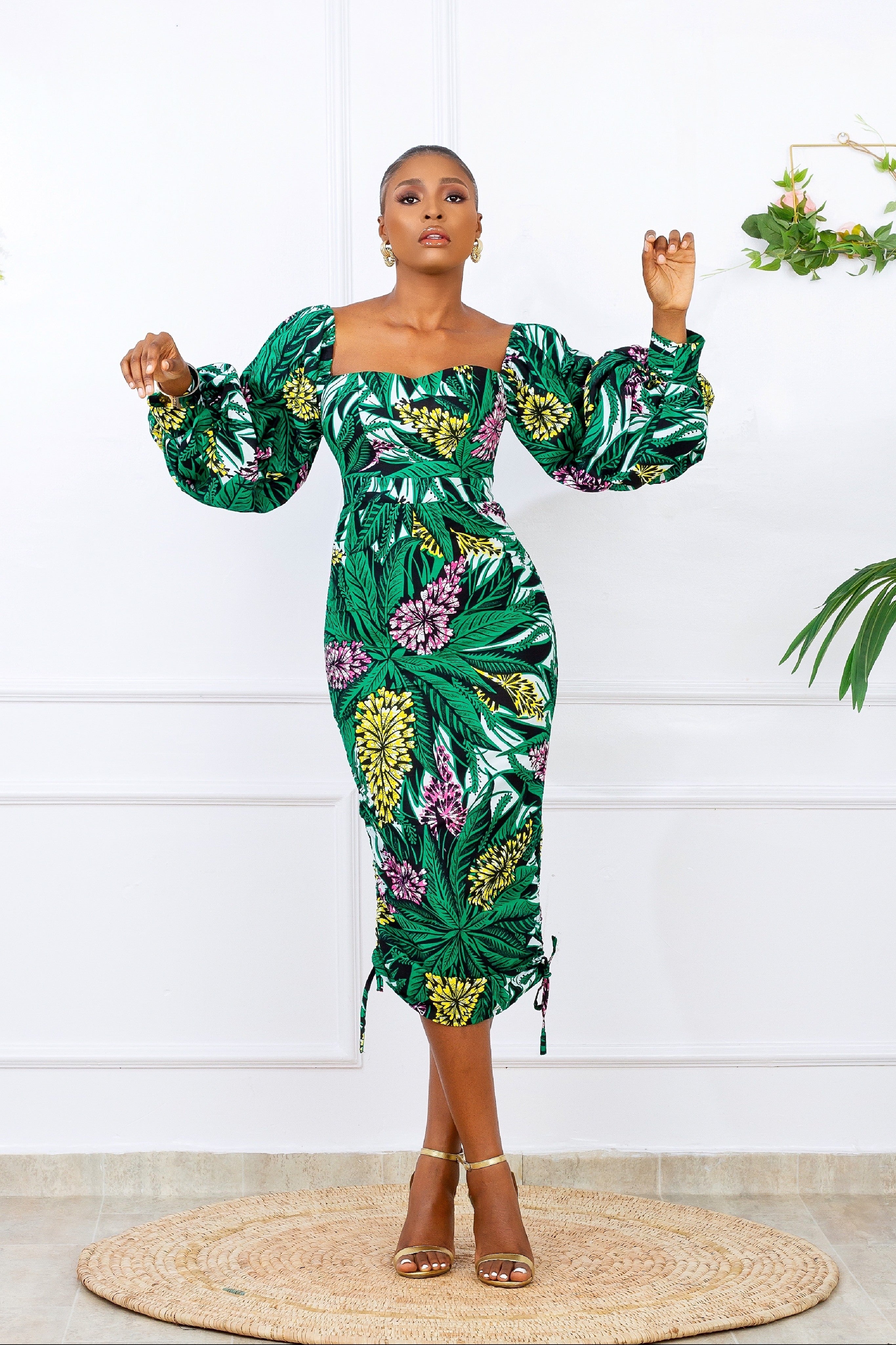 Camilla African Print Drawstring Dress NIKI KAY
