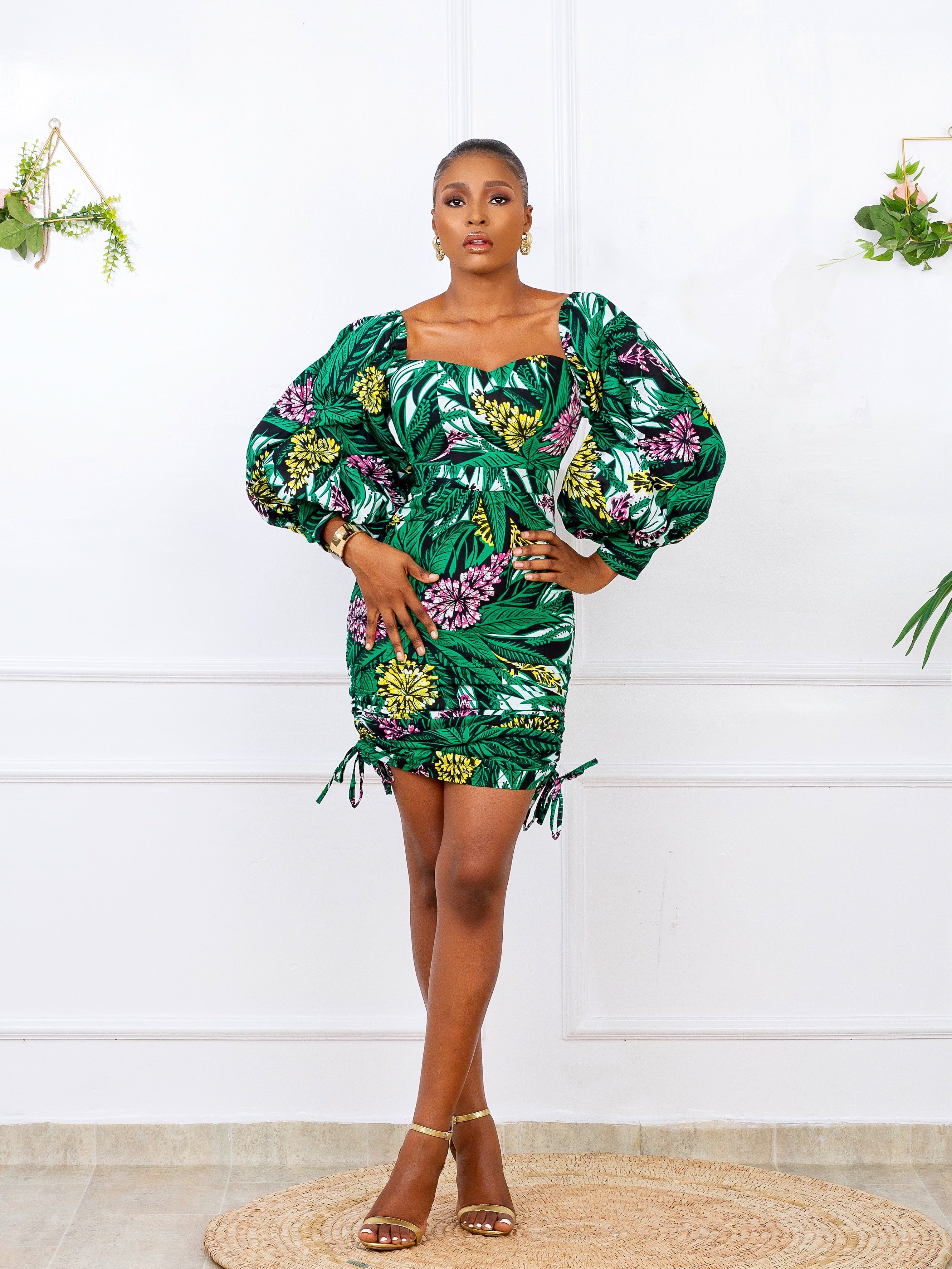 Camilla African Print Drawstring Dress NIKI KAY