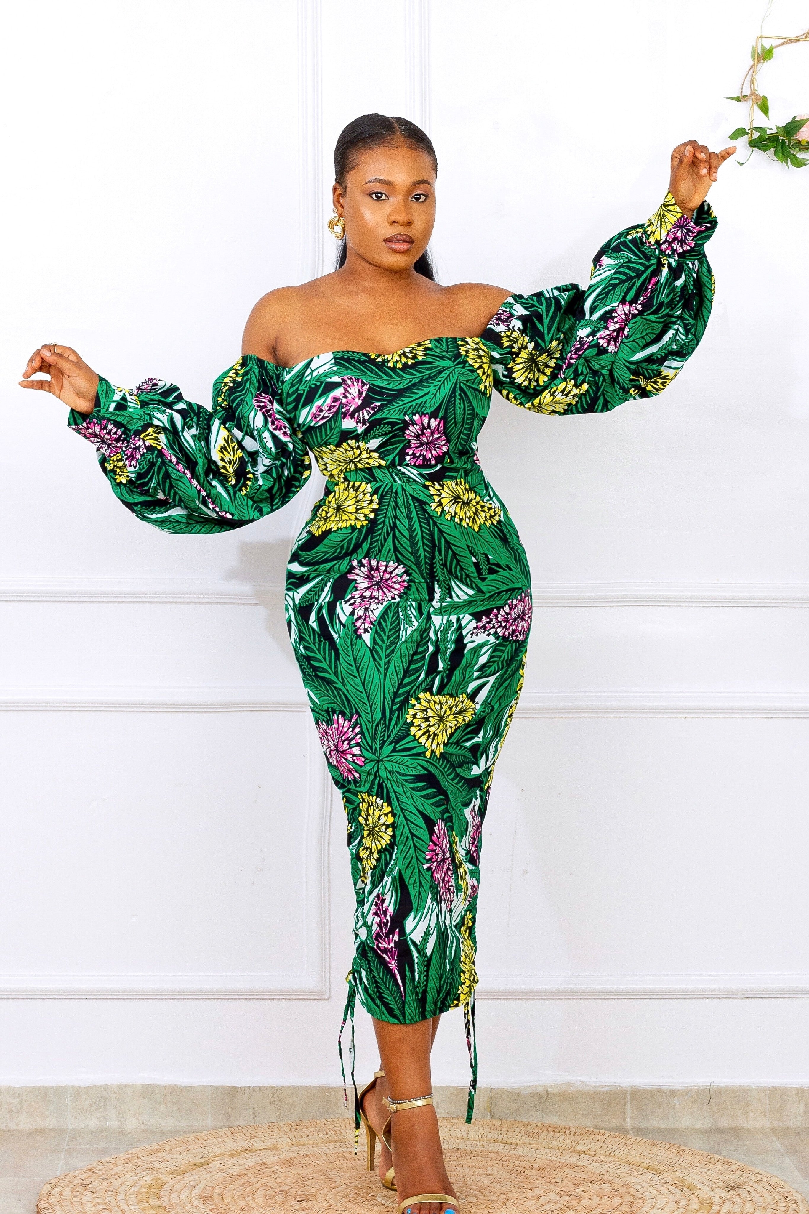 Camilla African Print Drawstring Dress NIKI KAY