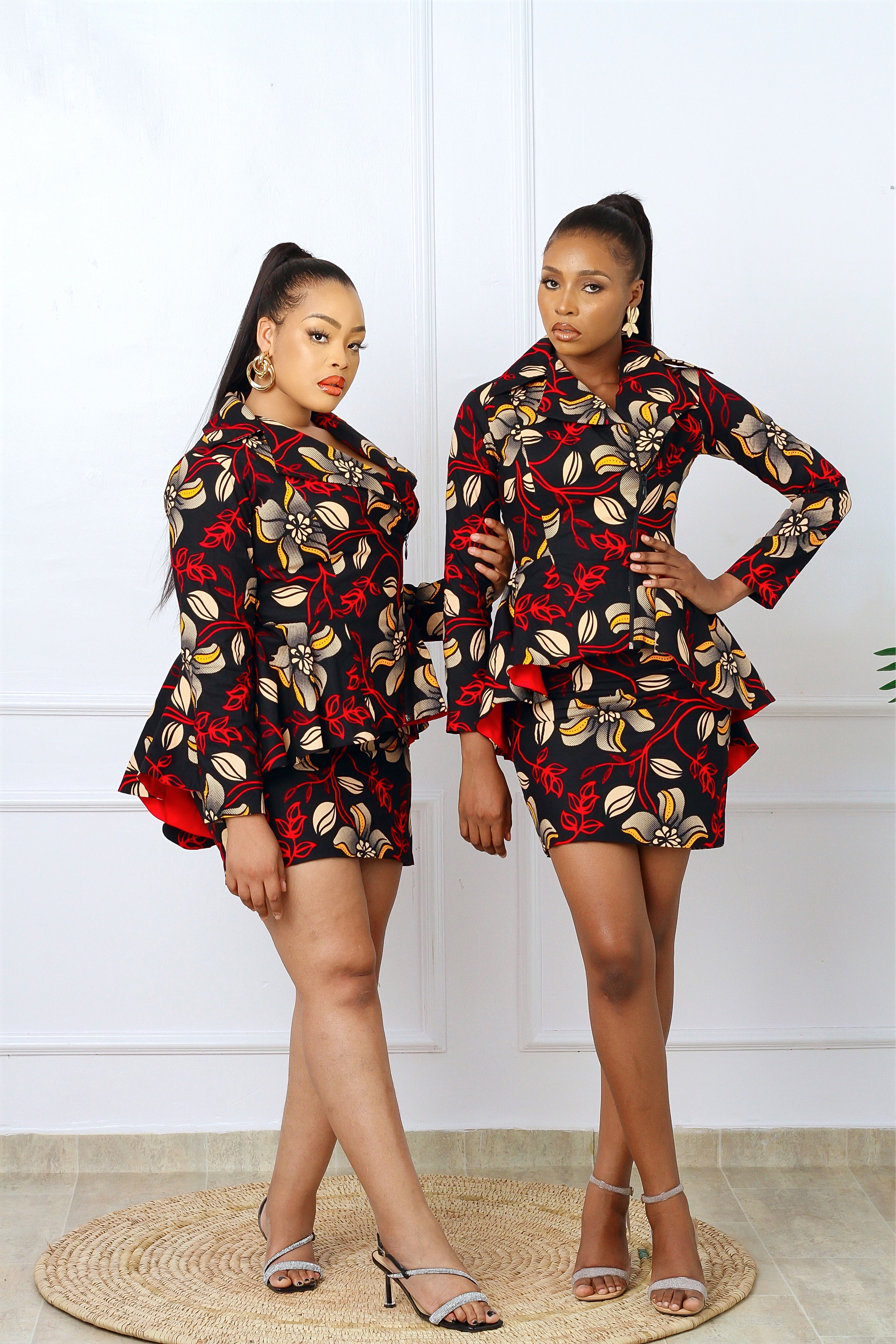 Deola African Print Biker Jacket & Skirt Set NIKI KAY