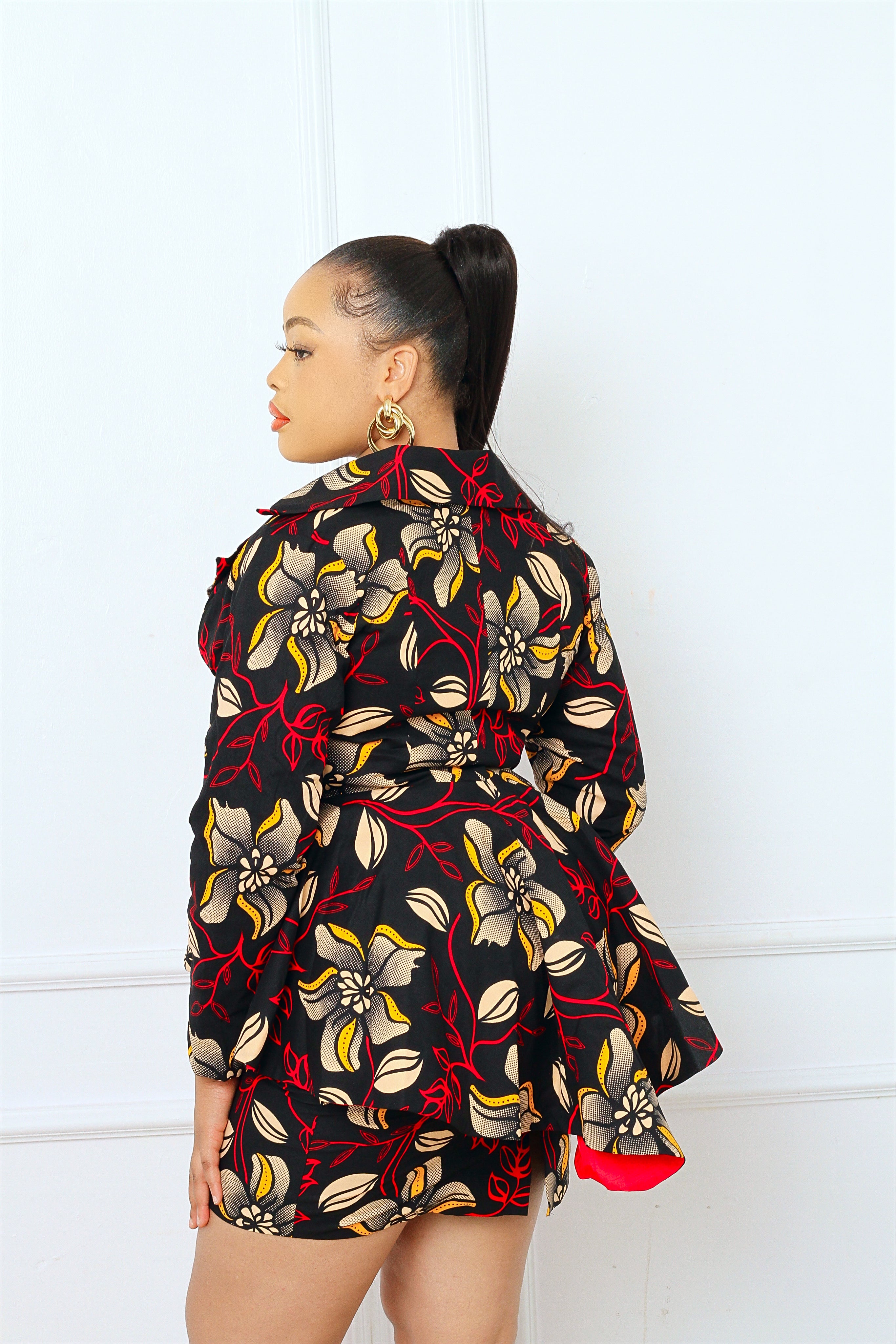 Deola African Print Biker Jacket & Skirt Set