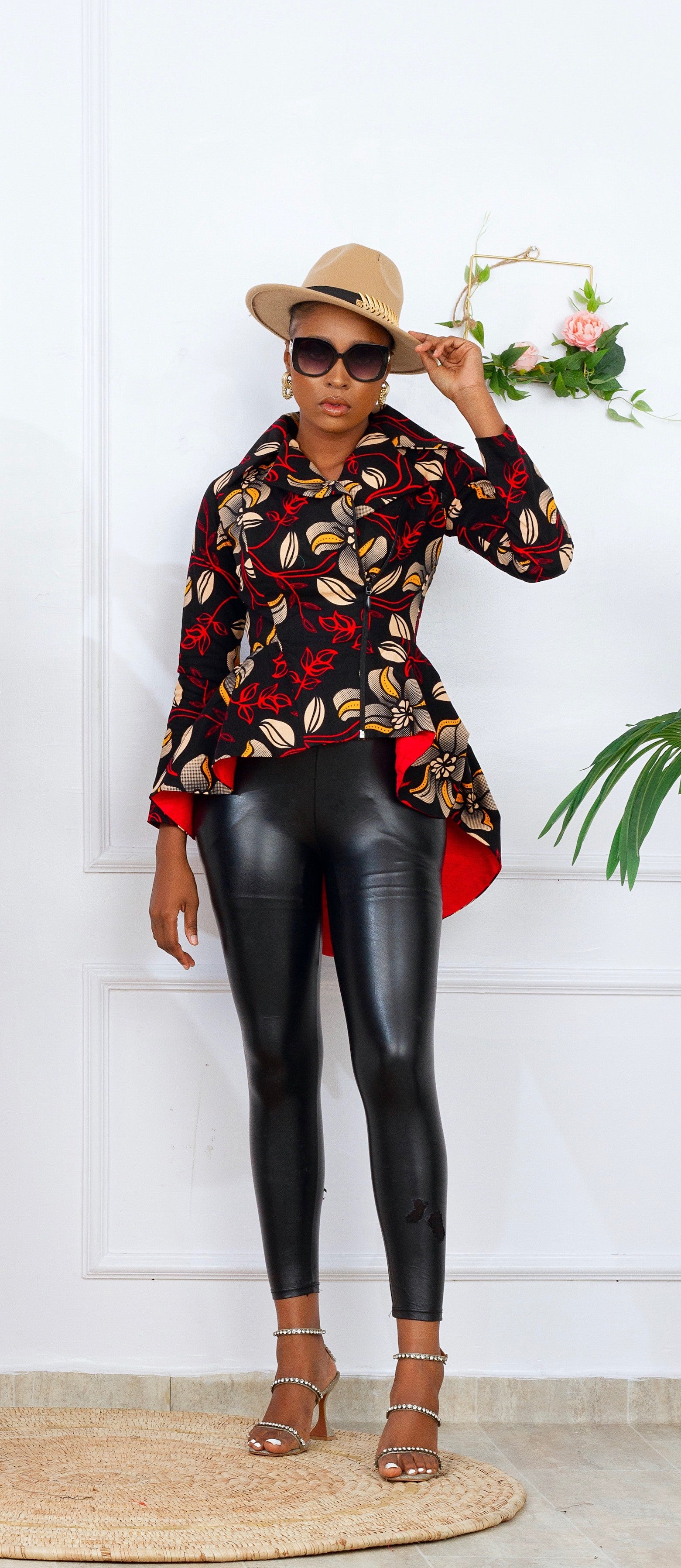 Deola African Print Biker Jacket & Skirt Set