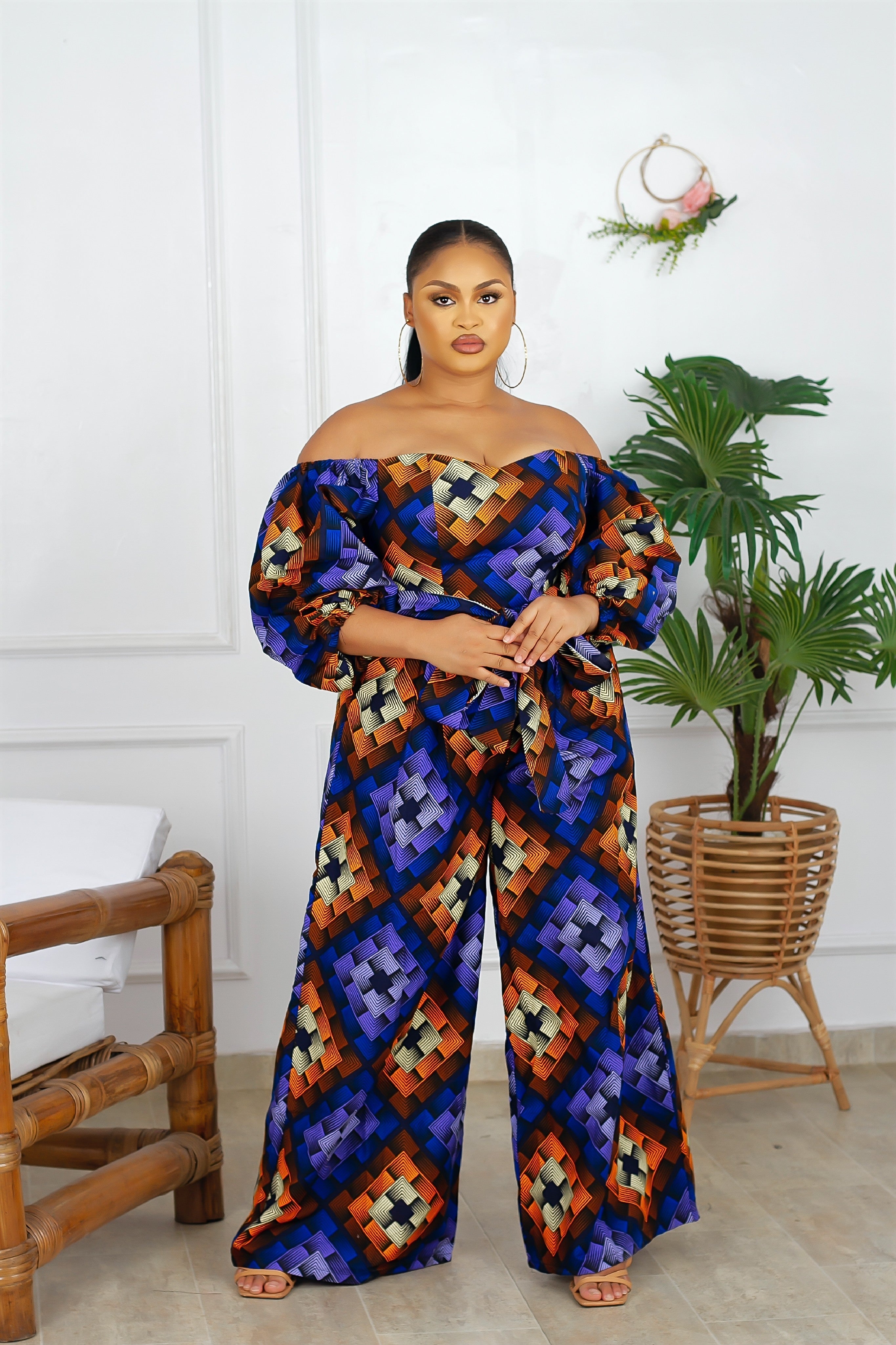 Dunni African Print Jumpsuit (Blue) NIKI KAY