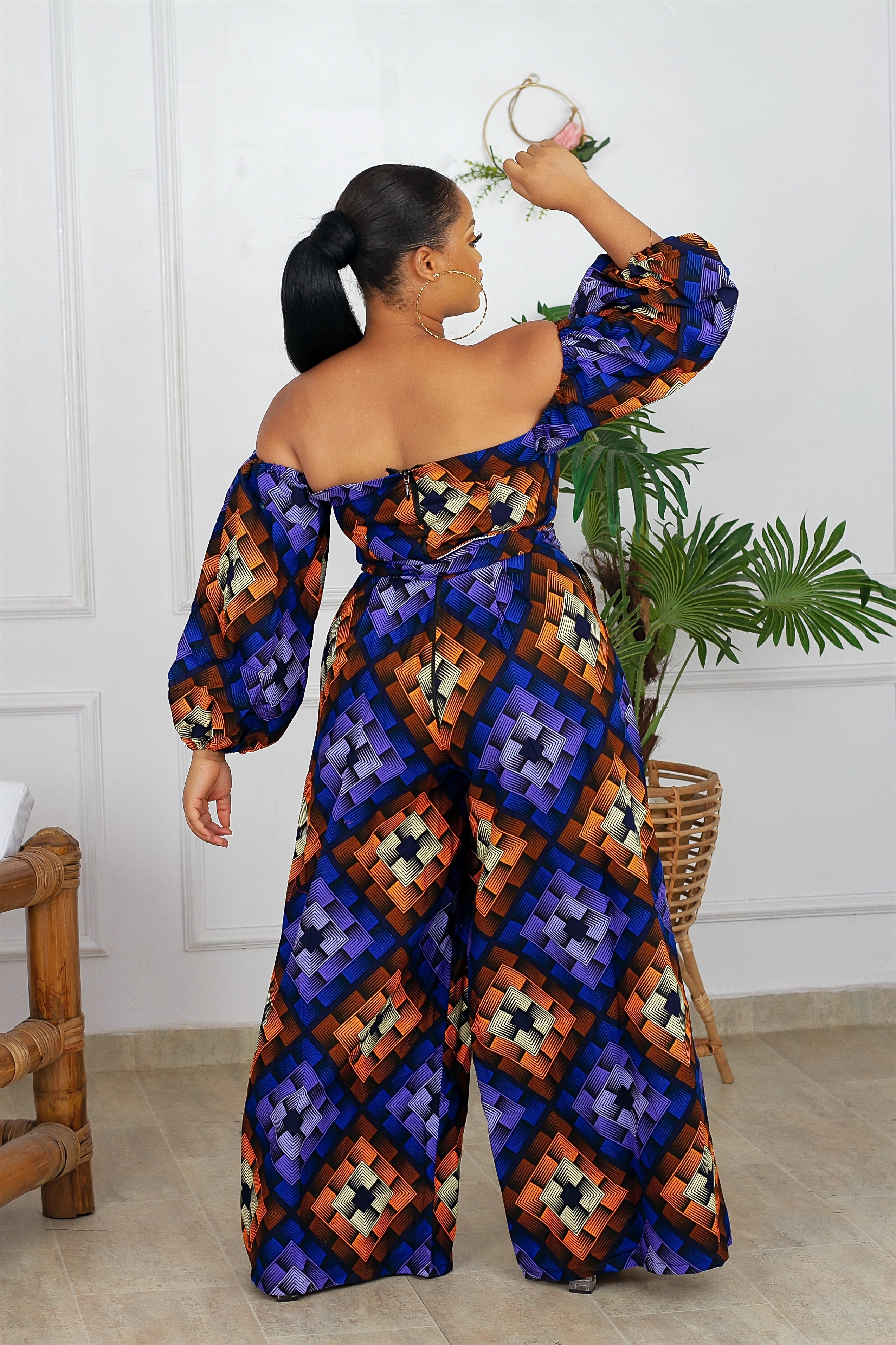 Dunni African Print Jumpsuit (Blue) NIKI KAY