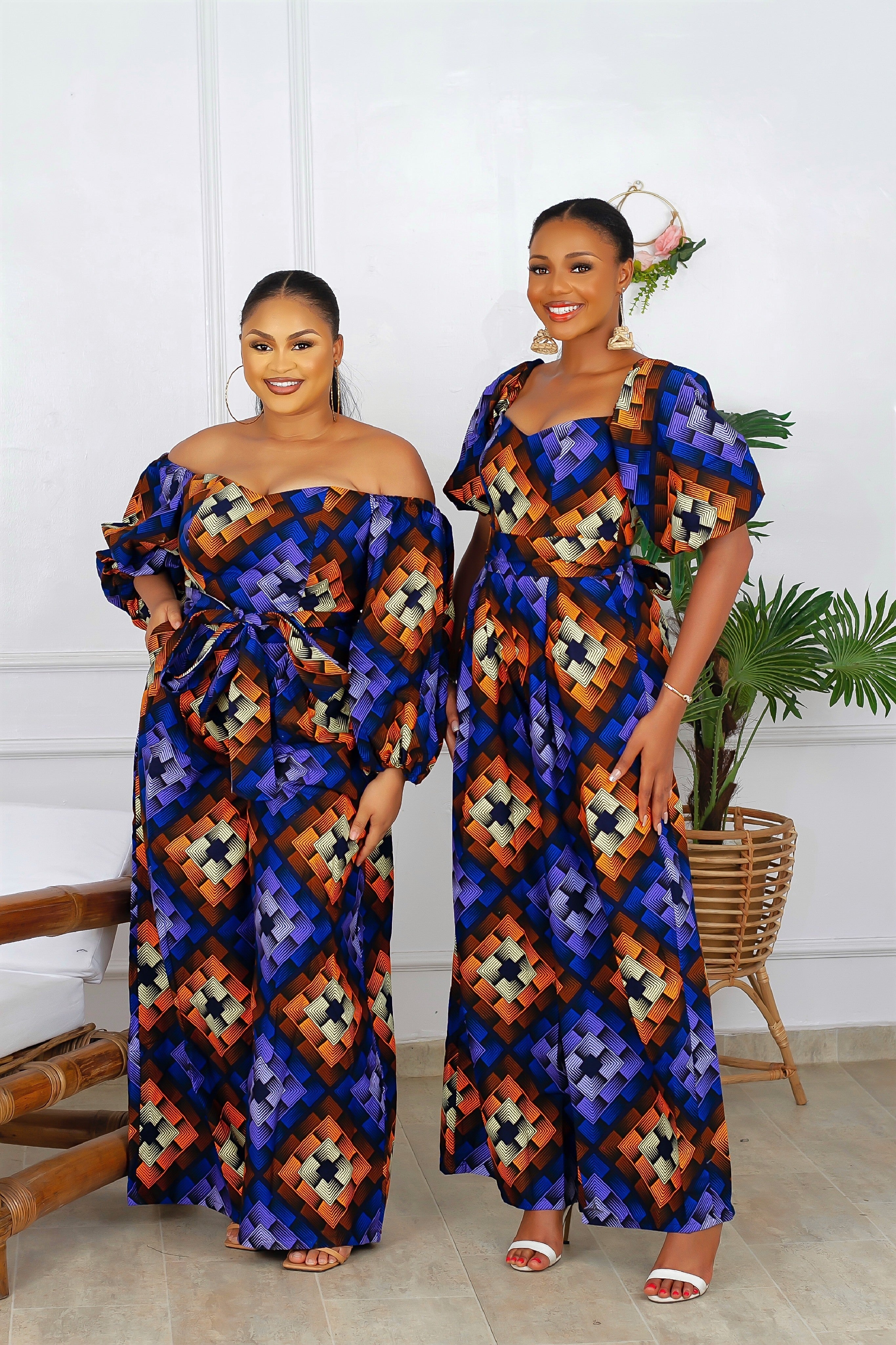 Dunni African Print Jumpsuit (Blue) NIKI KAY