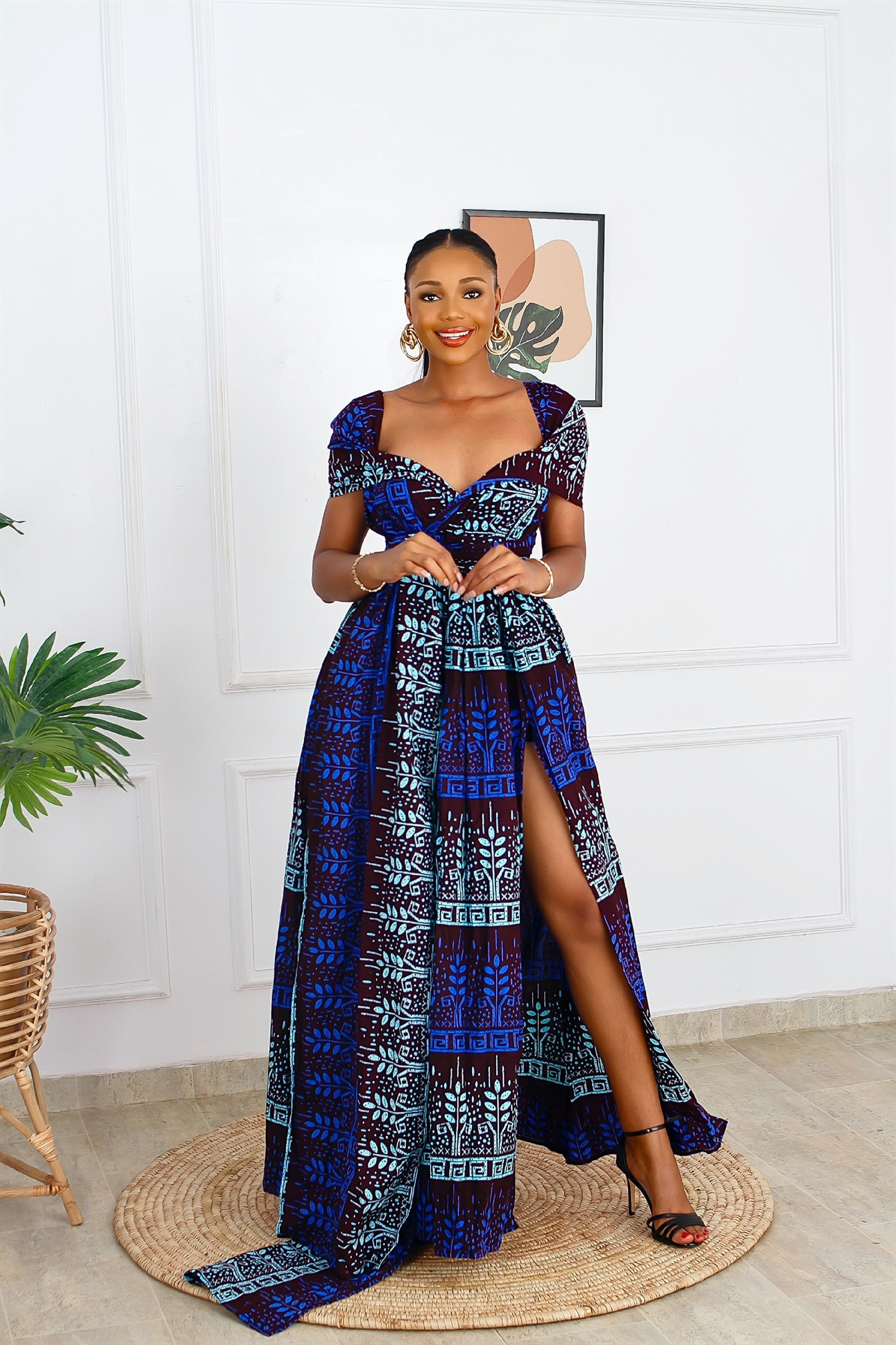 Ese African Print Maxi Infinity Dress (Blue) NIKI KAY