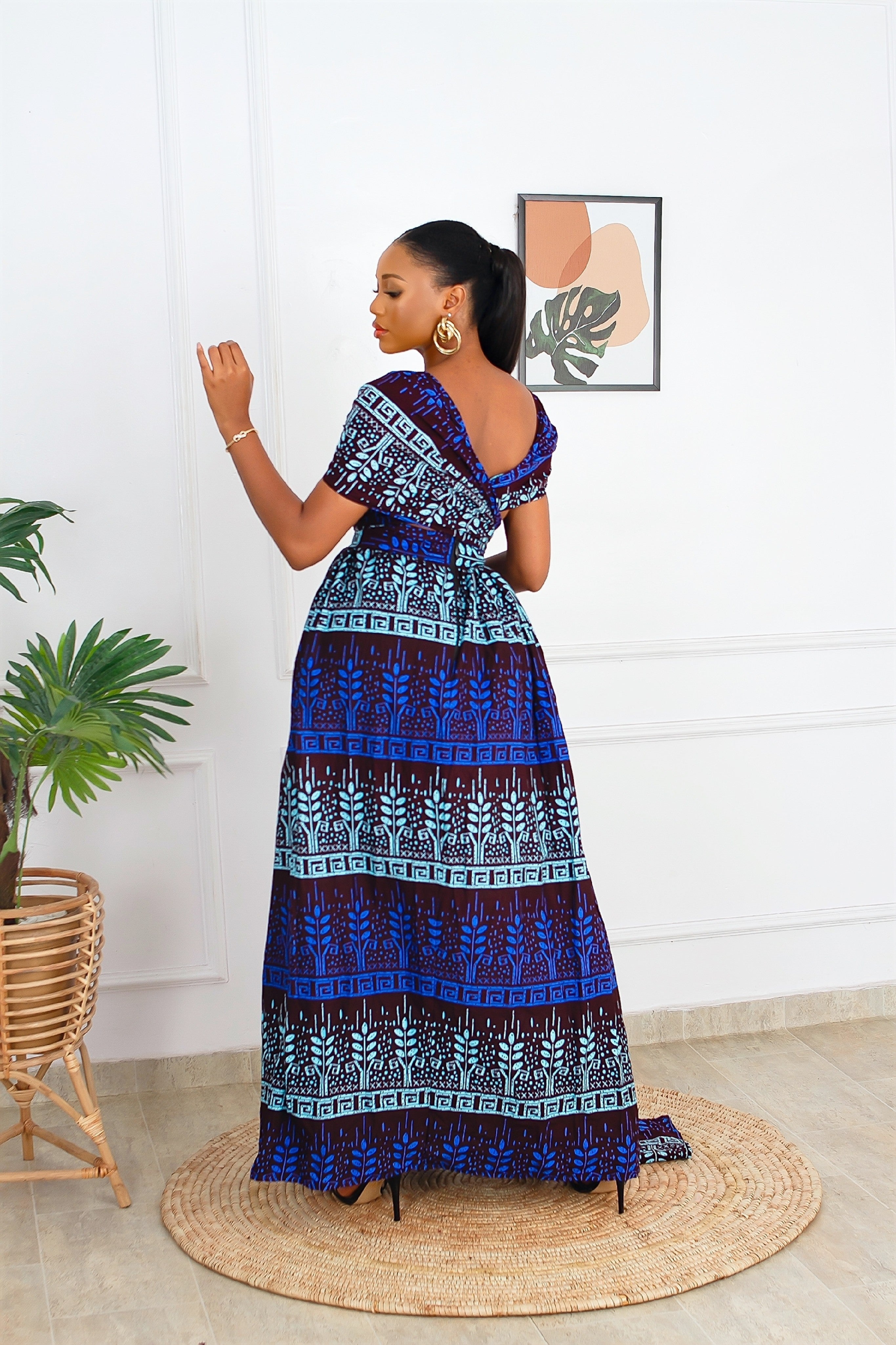 Ese African Print Maxi Infinity Dress (Blue)