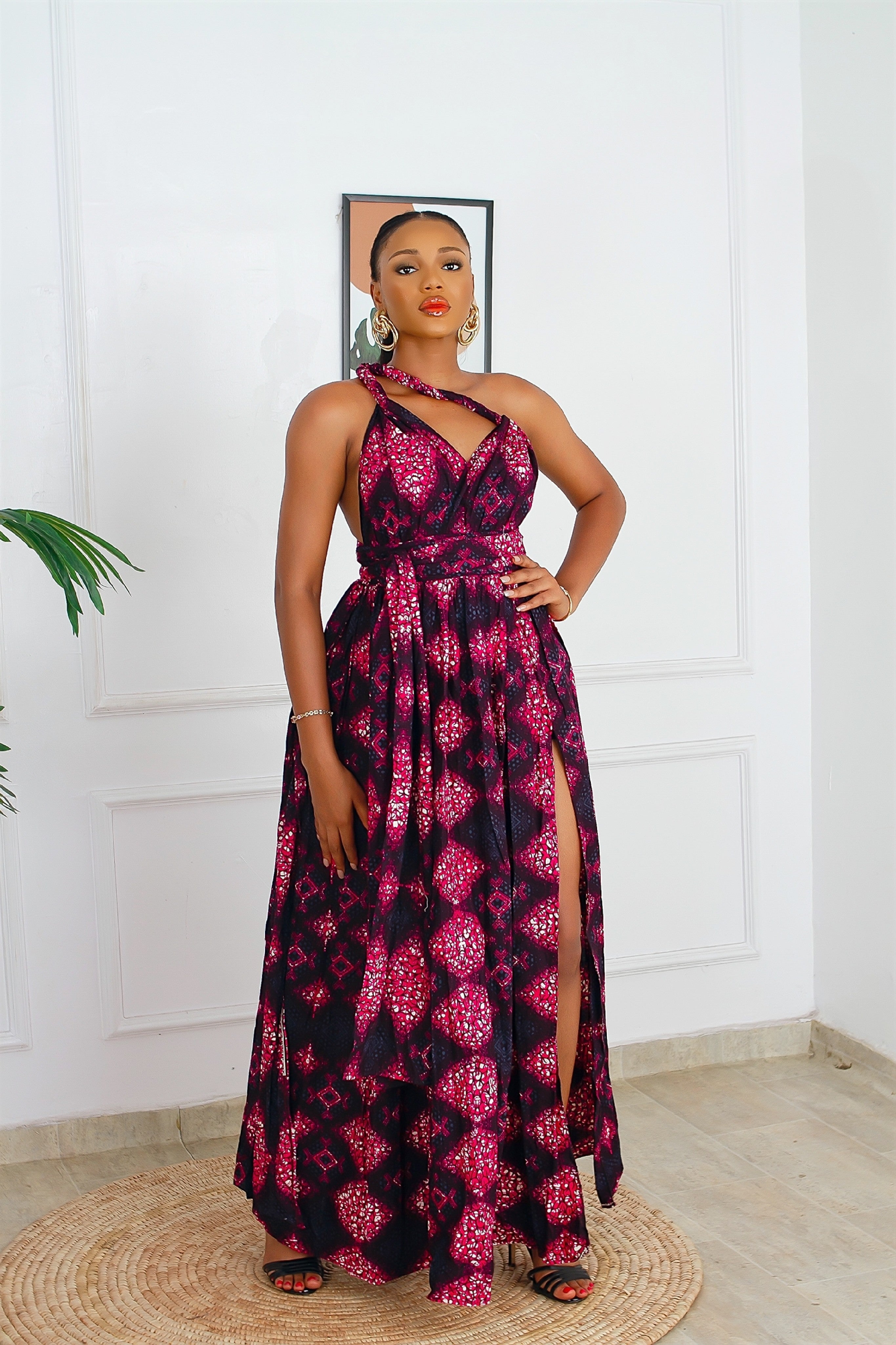 Ese African Print Maxi Infinity Dress (Pink)