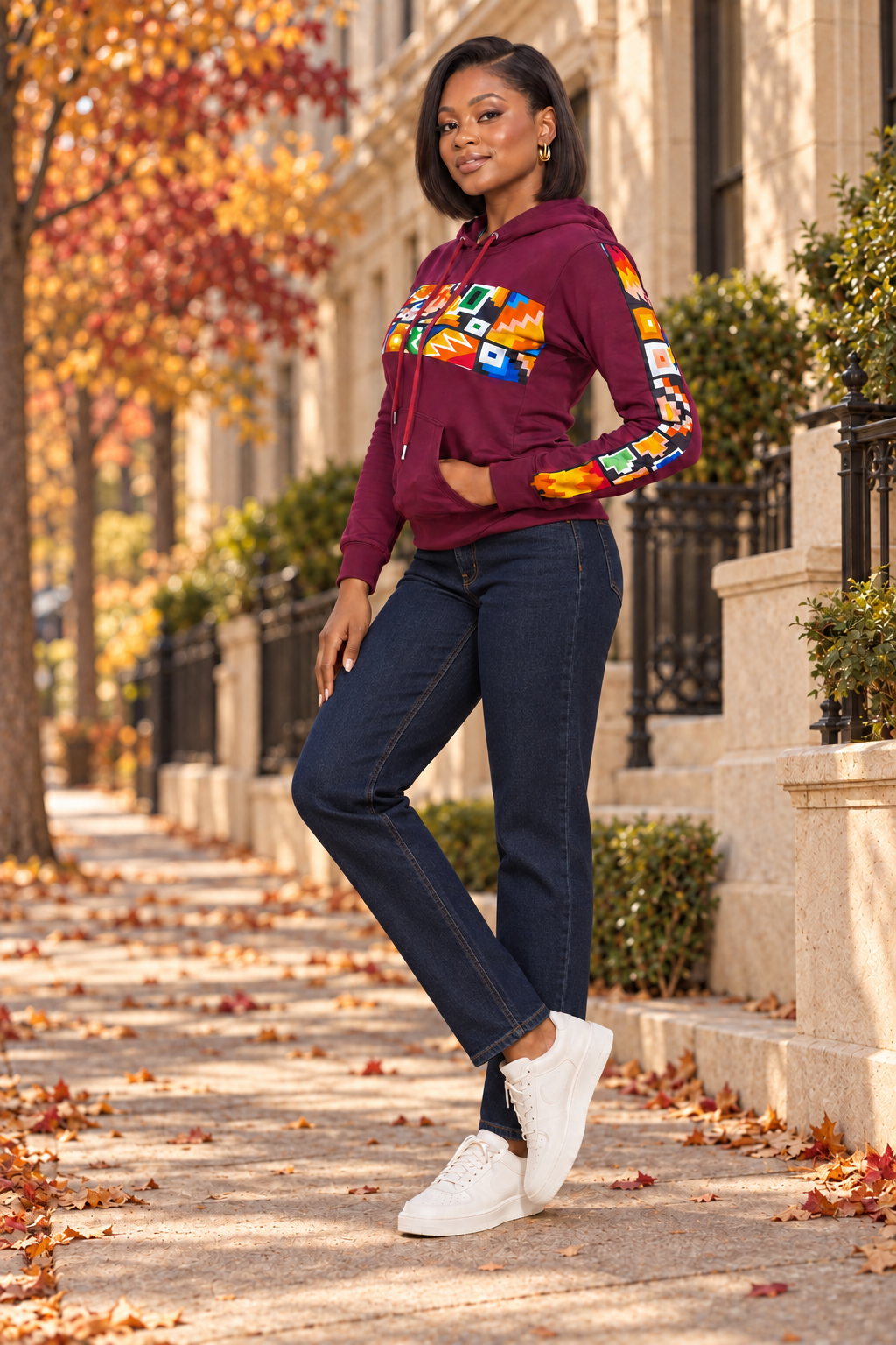 Nala African Print Jogger Set (Wine) NIKI KAY