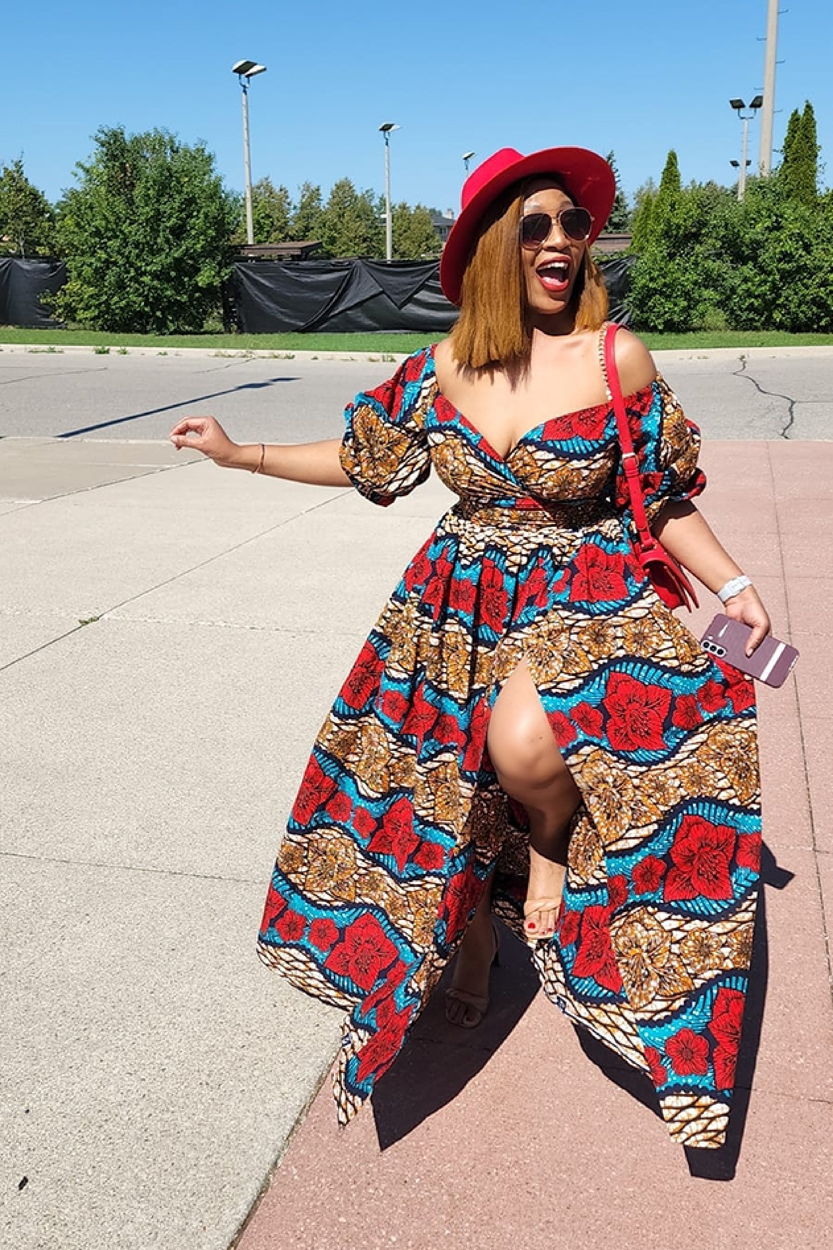 Fara African Print Top & Maxi Skirt Set (Red) NIKI KAY