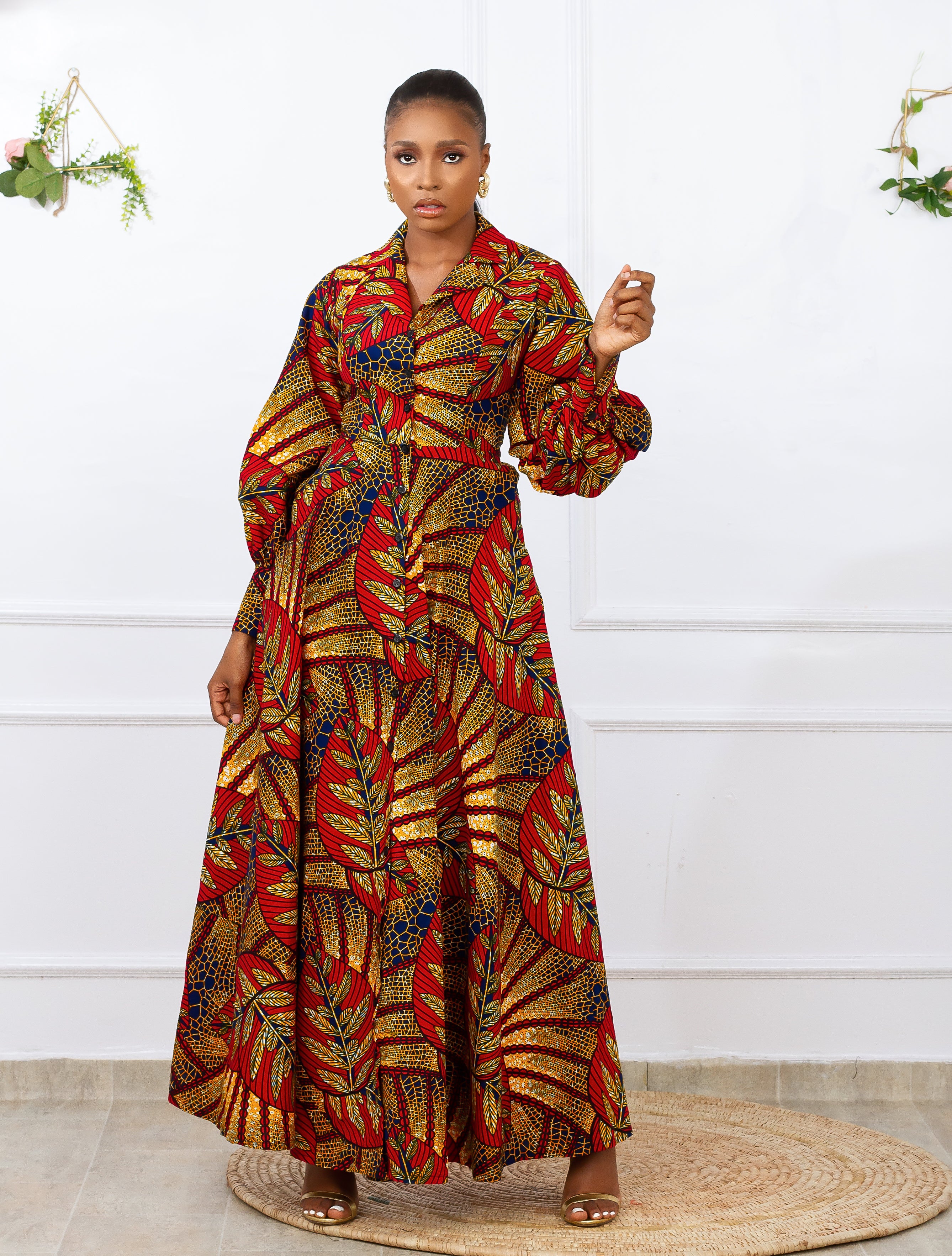 Feyi African Print Dress (Red)