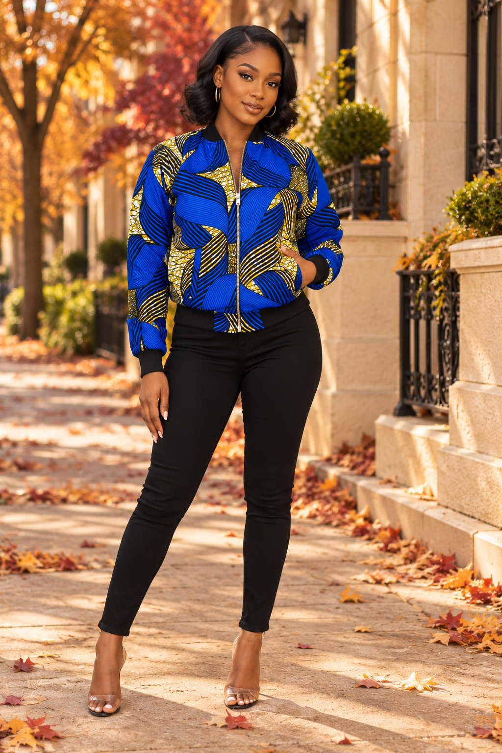 Signature Bomber Jacket (Blue) NIKI KAY