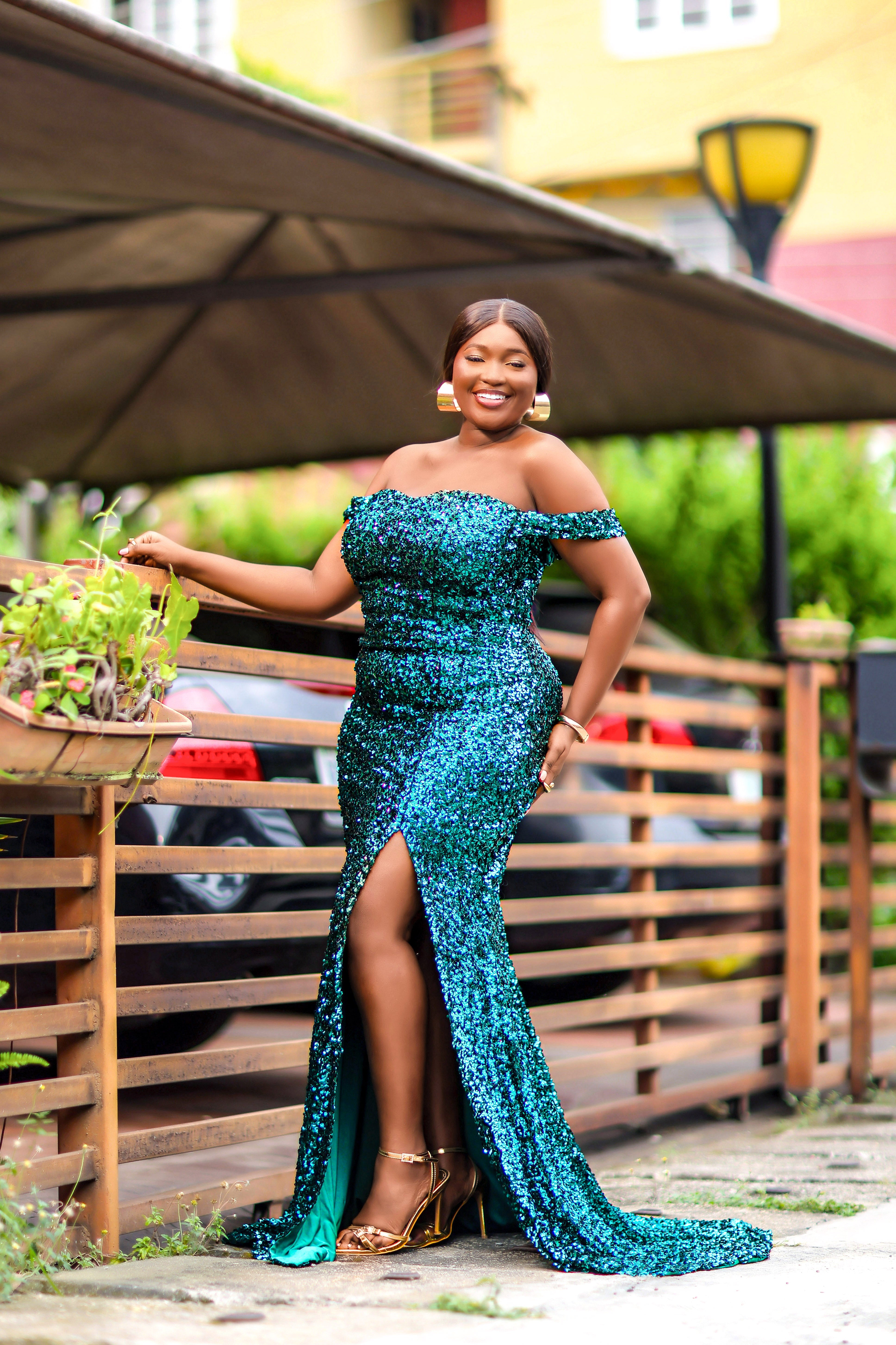 Eve Sequin Mermaid Dress (Green) NIKI KAY