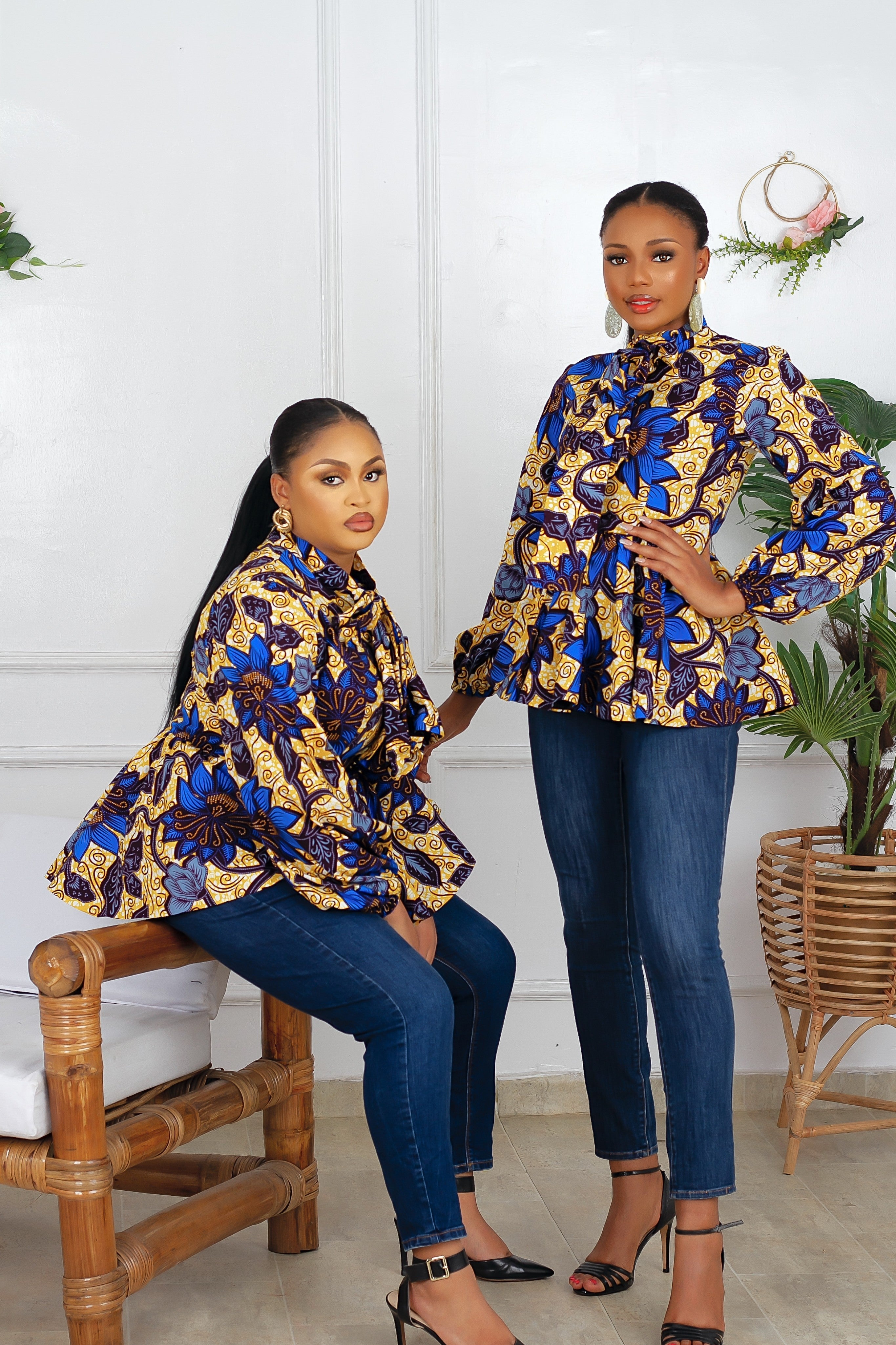 Idara African Print Peplum Top (Multi) NIKI KAY
