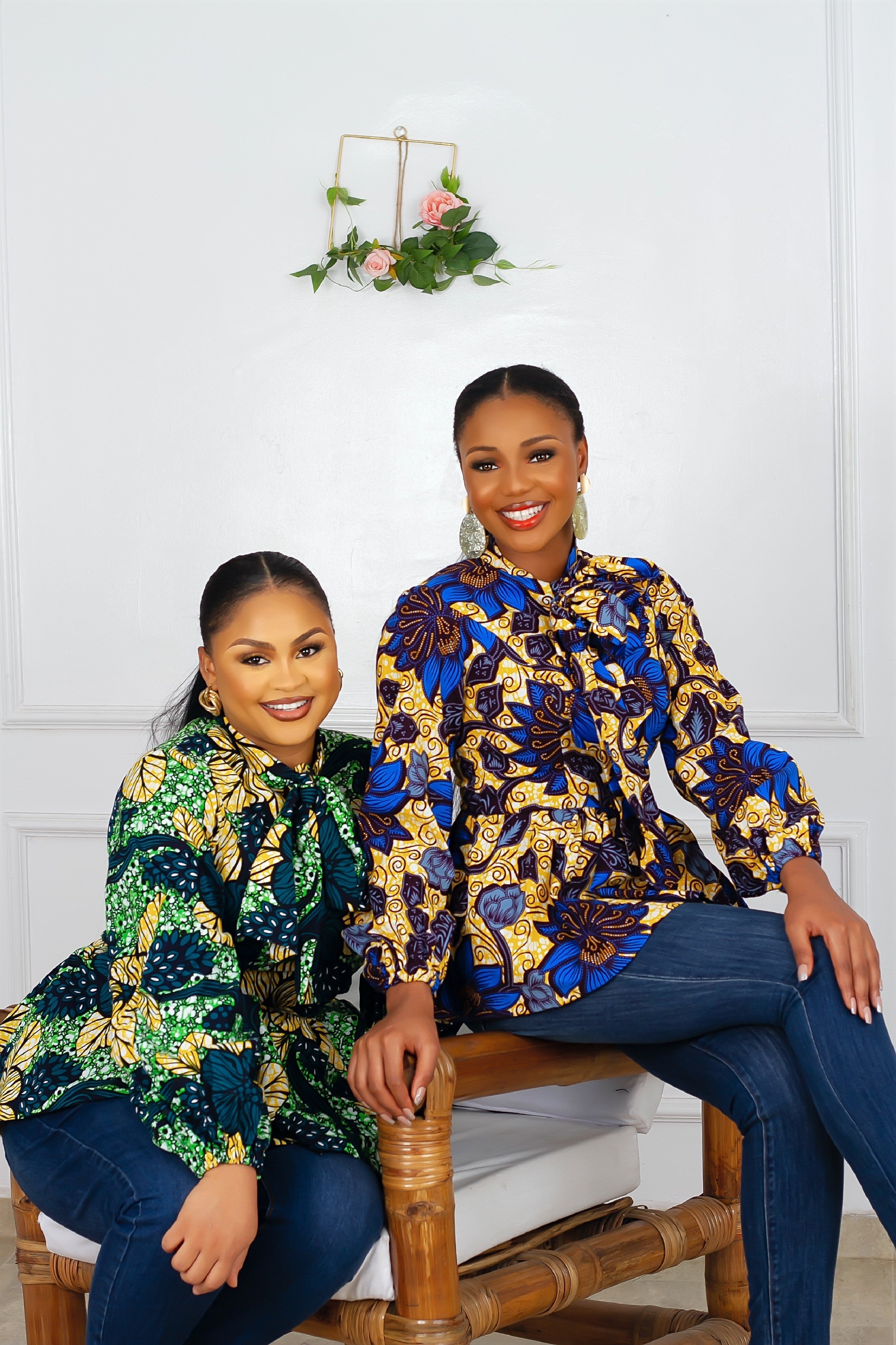 Idara African Print Peplum Top (Multi) NIKI KAY