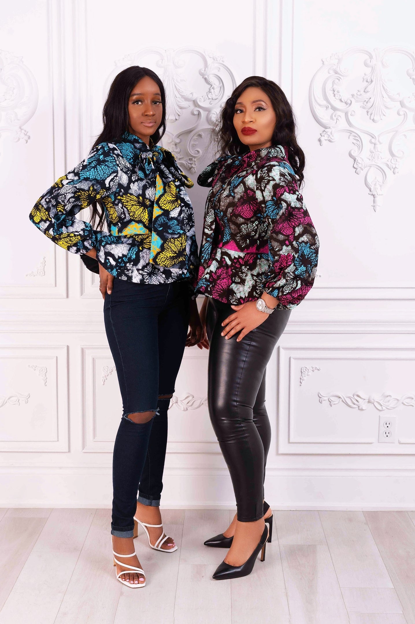 Idara African Print Peplum Top (Teal) NIKI KAY