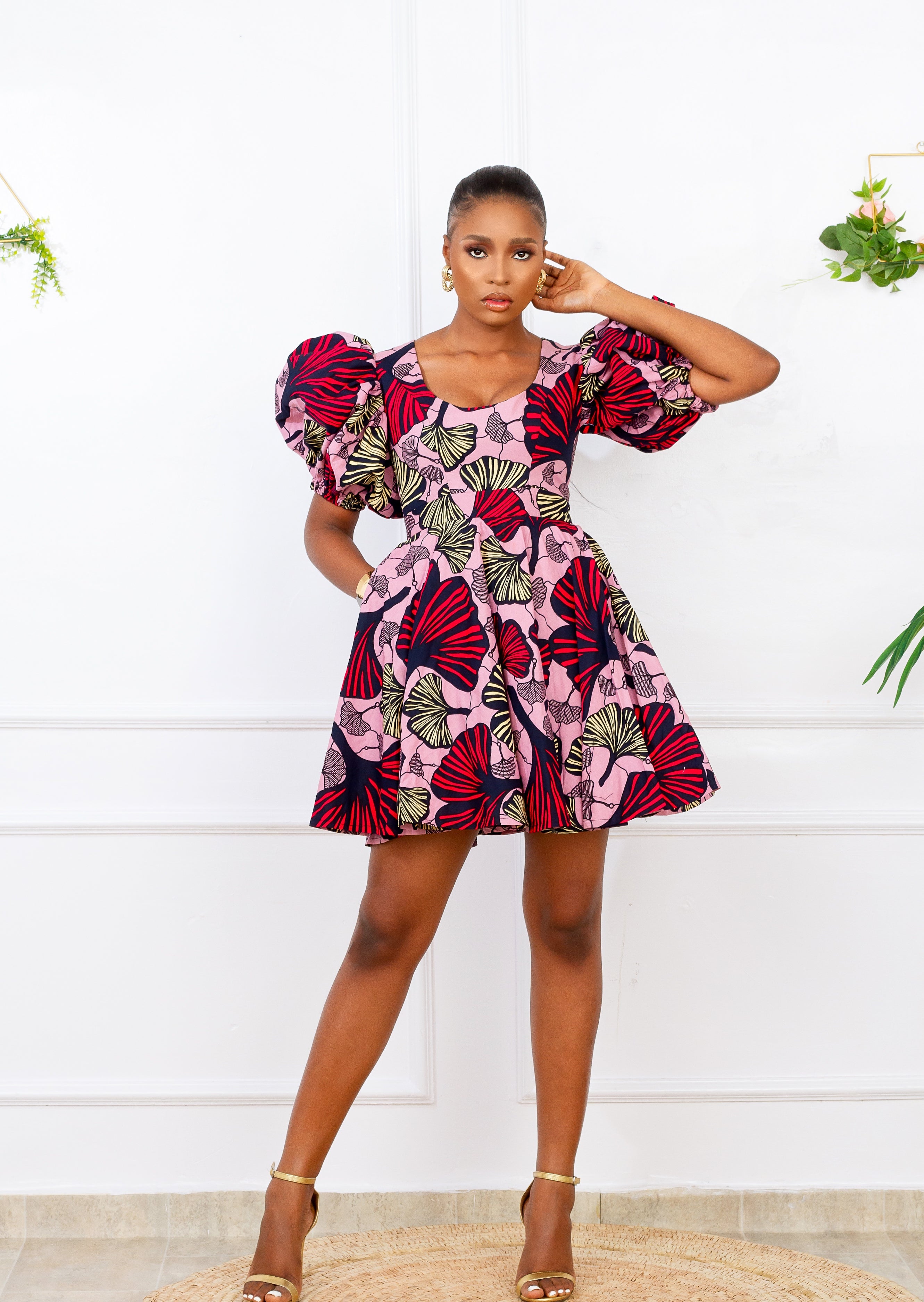 IRE African Print Dress (Pink) NIKI KAY