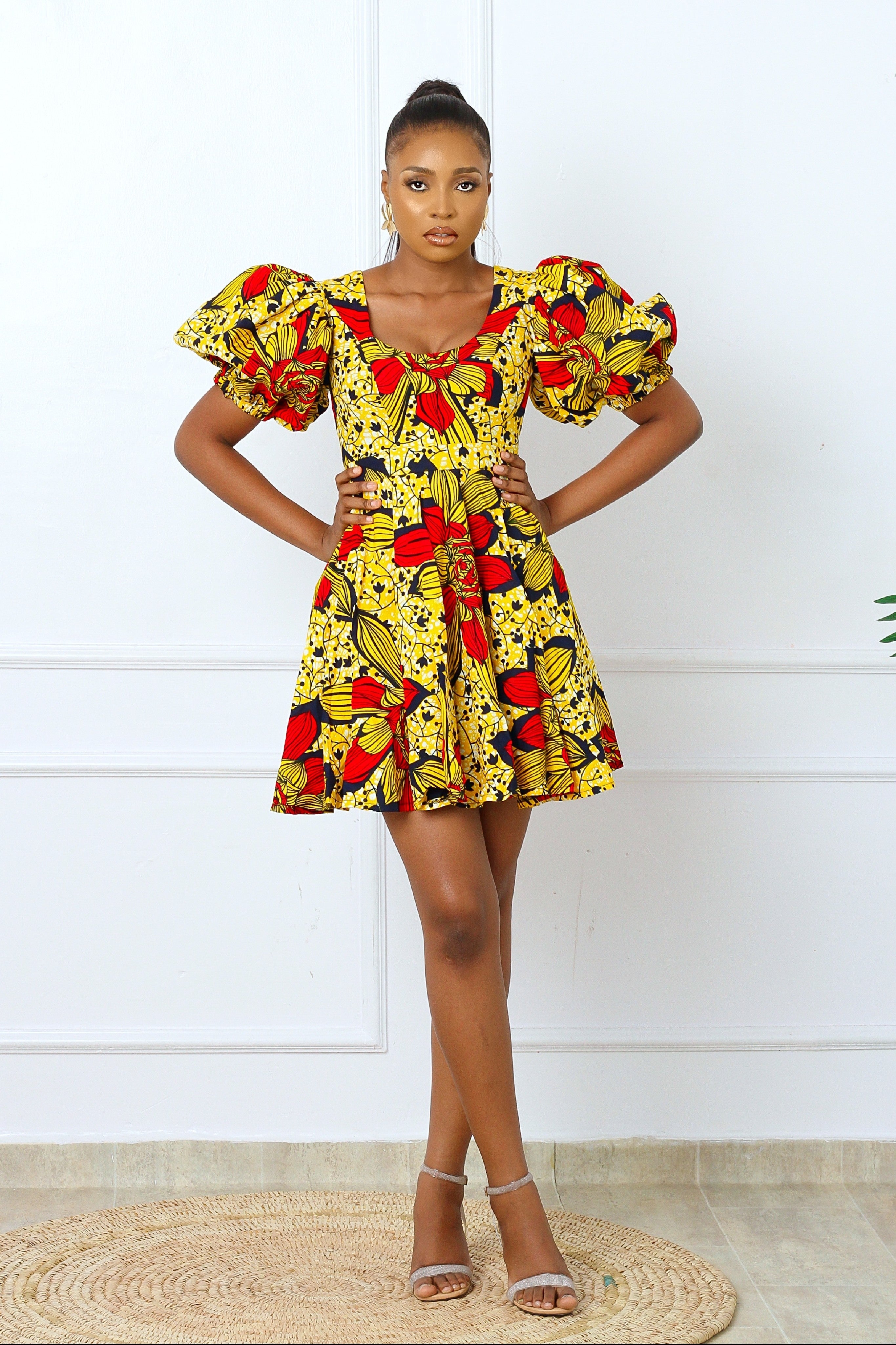 IRE AFRICAN PRINT DRESS (YELLOW) NIKI KAY