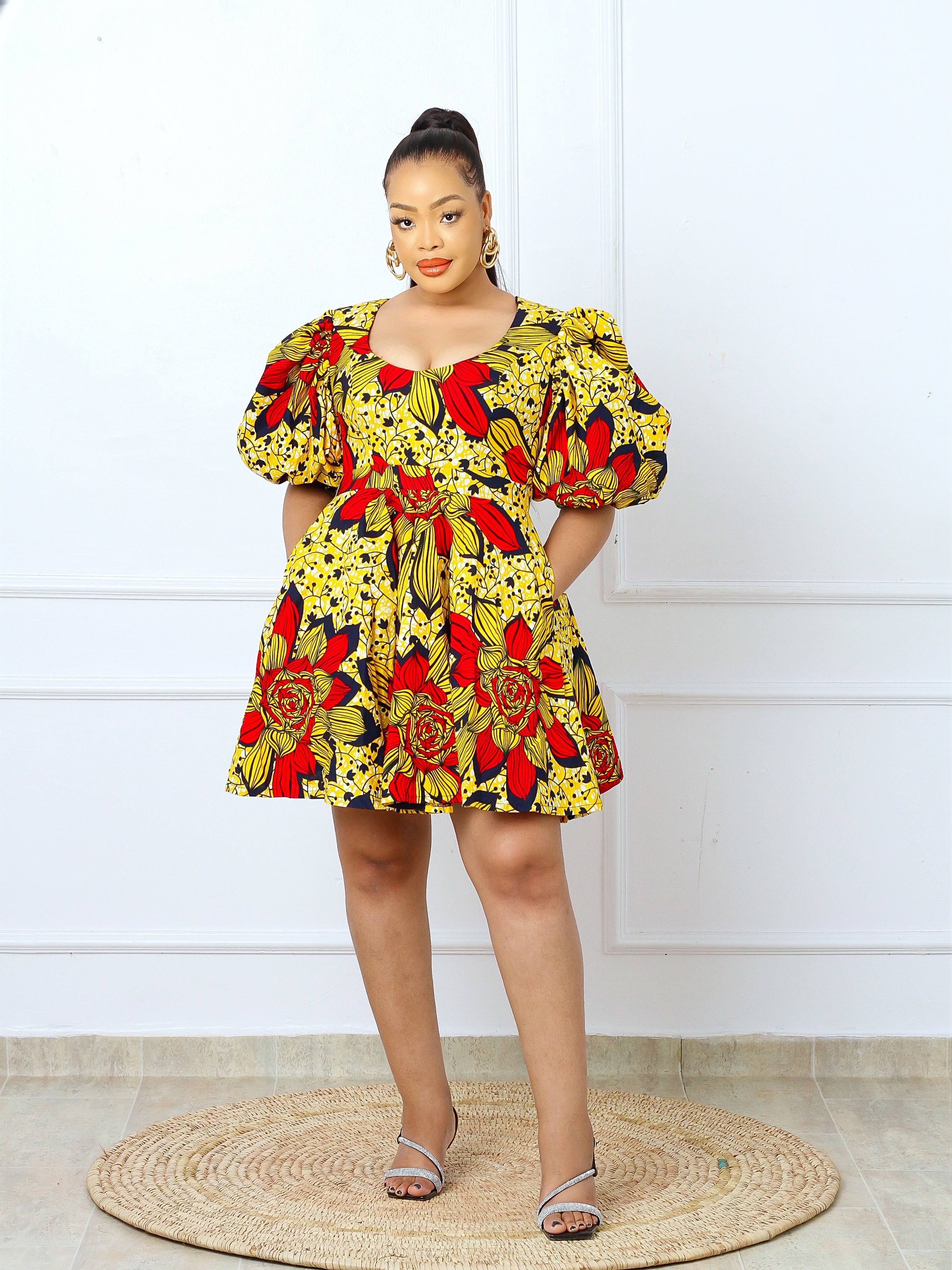IRE AFRICAN PRINT DRESS (YELLOW) NIKI KAY