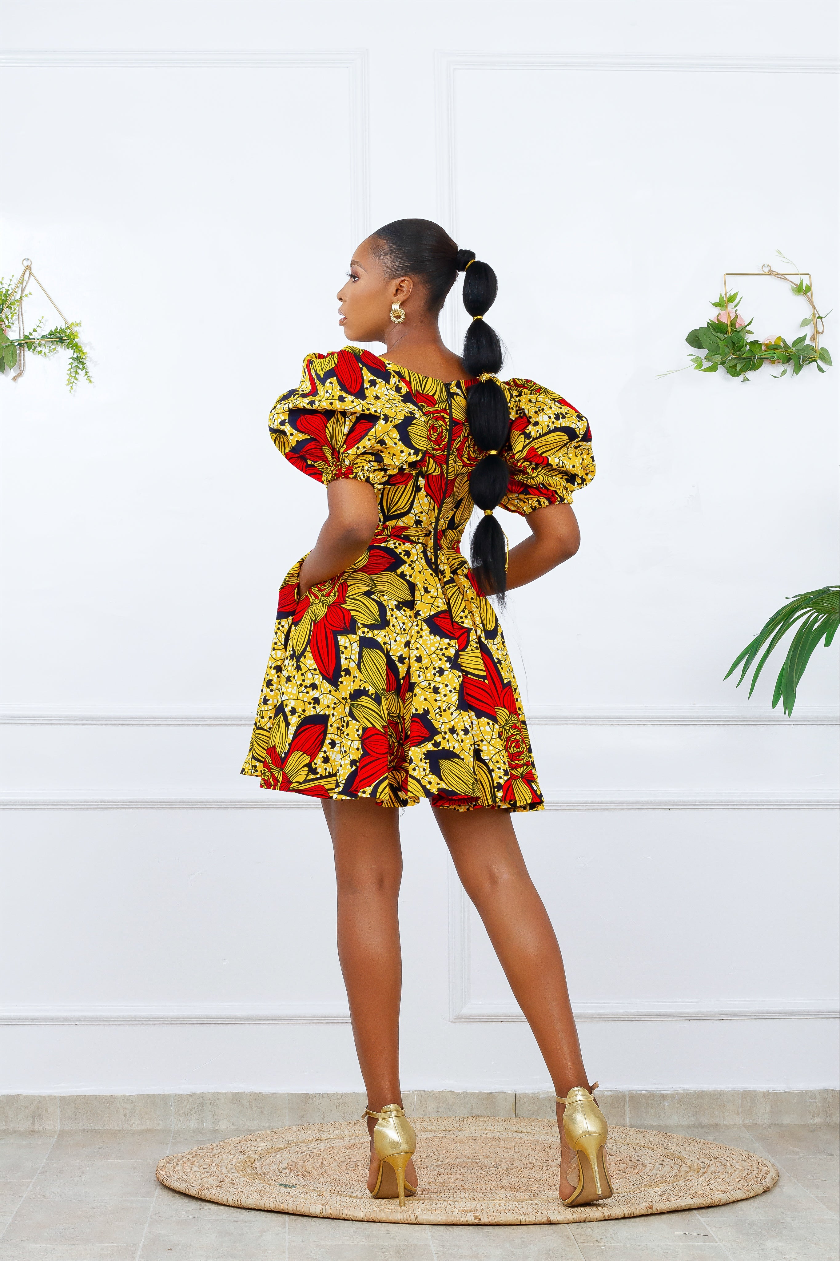 IRE AFRICAN PRINT DRESS (YELLOW) NIKI KAY
