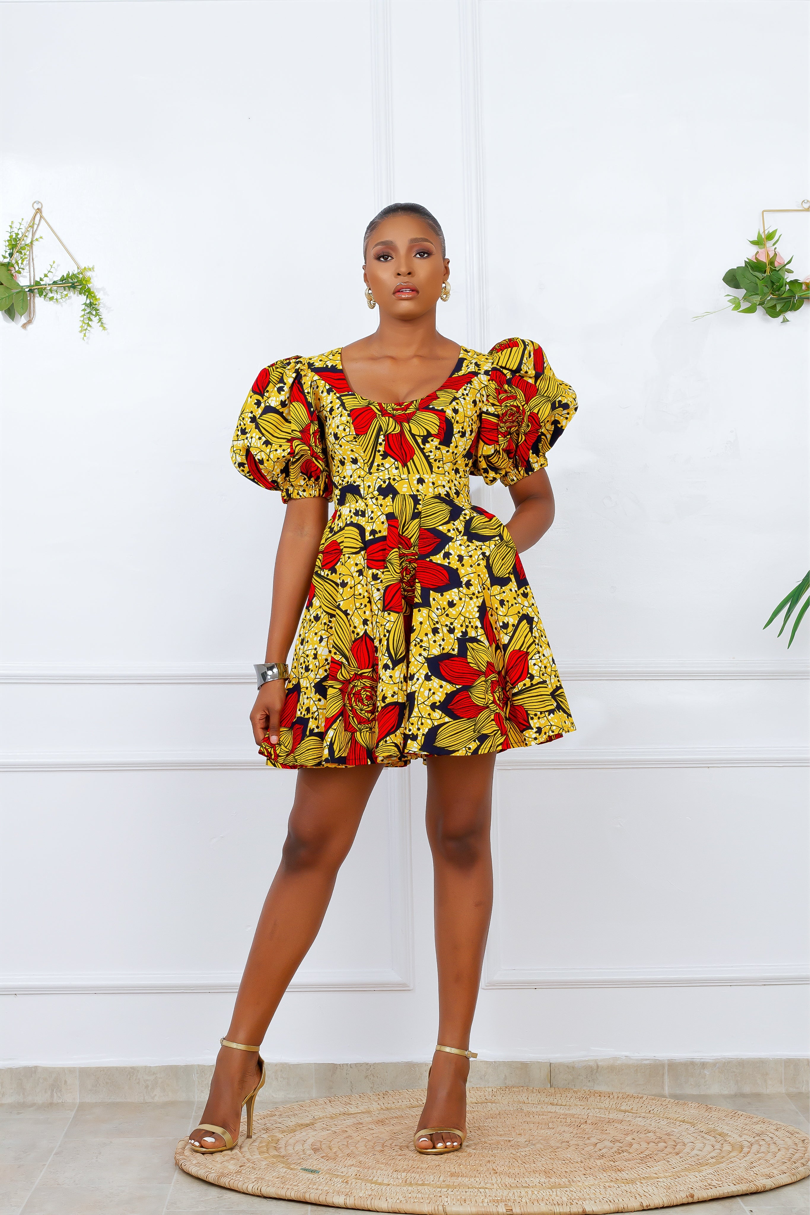 IRE AFRICAN PRINT DRESS (YELLOW) NIKI KAY