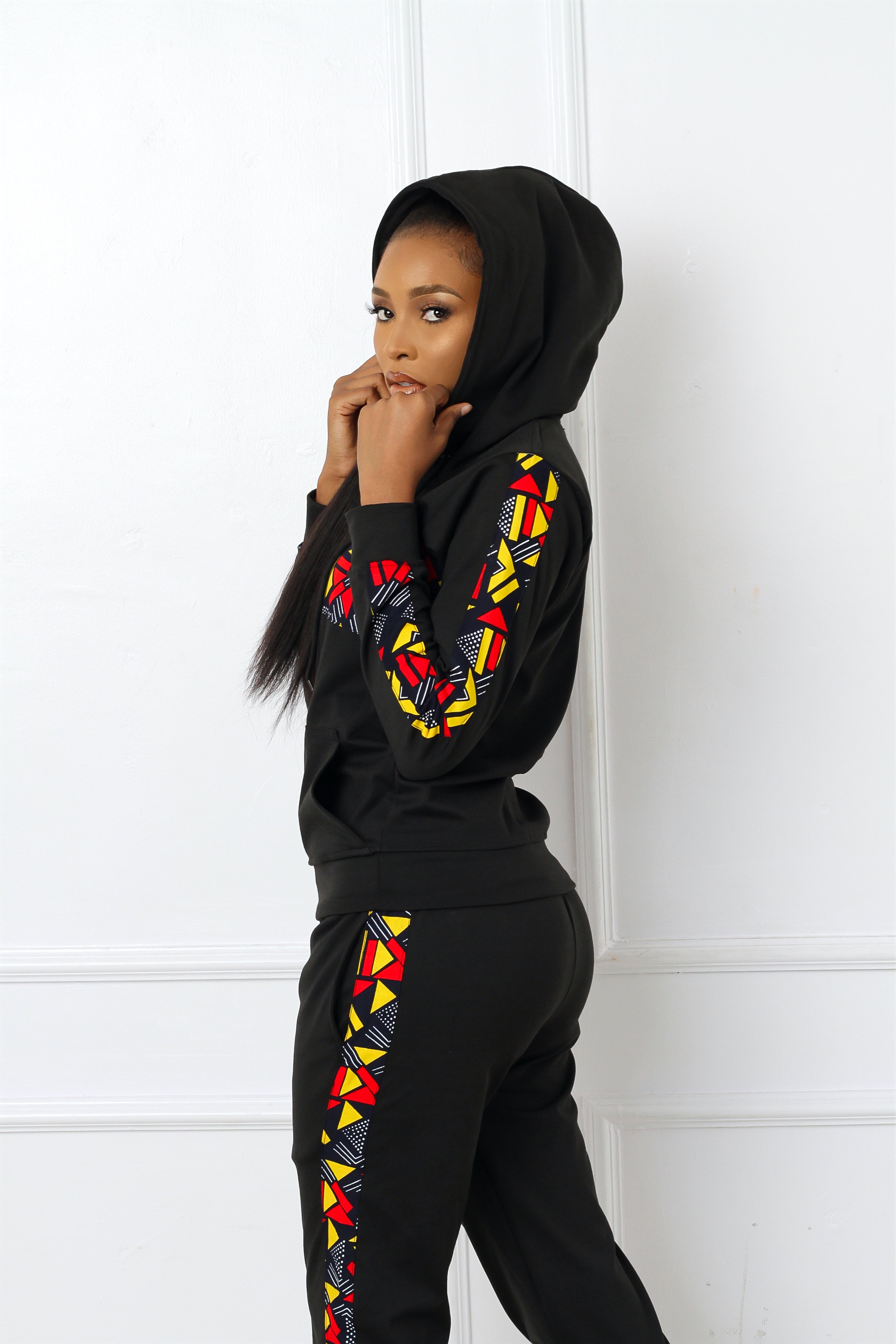 Nala African Print Jogger Set (Black Multi)