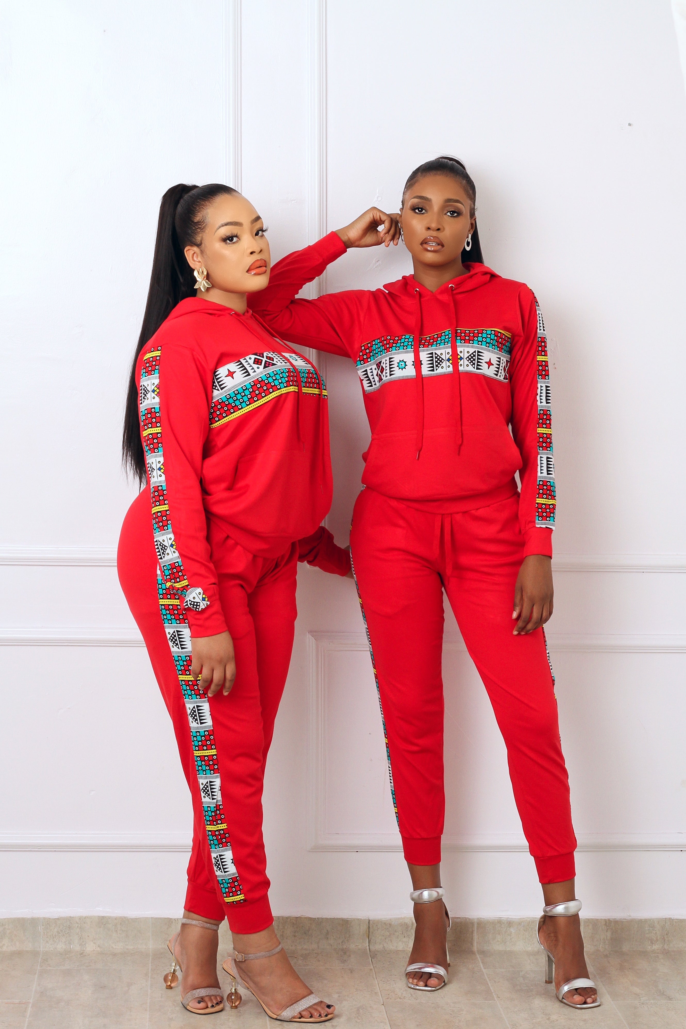 Nala African Print Jogger Set (Red) NIKI KAY