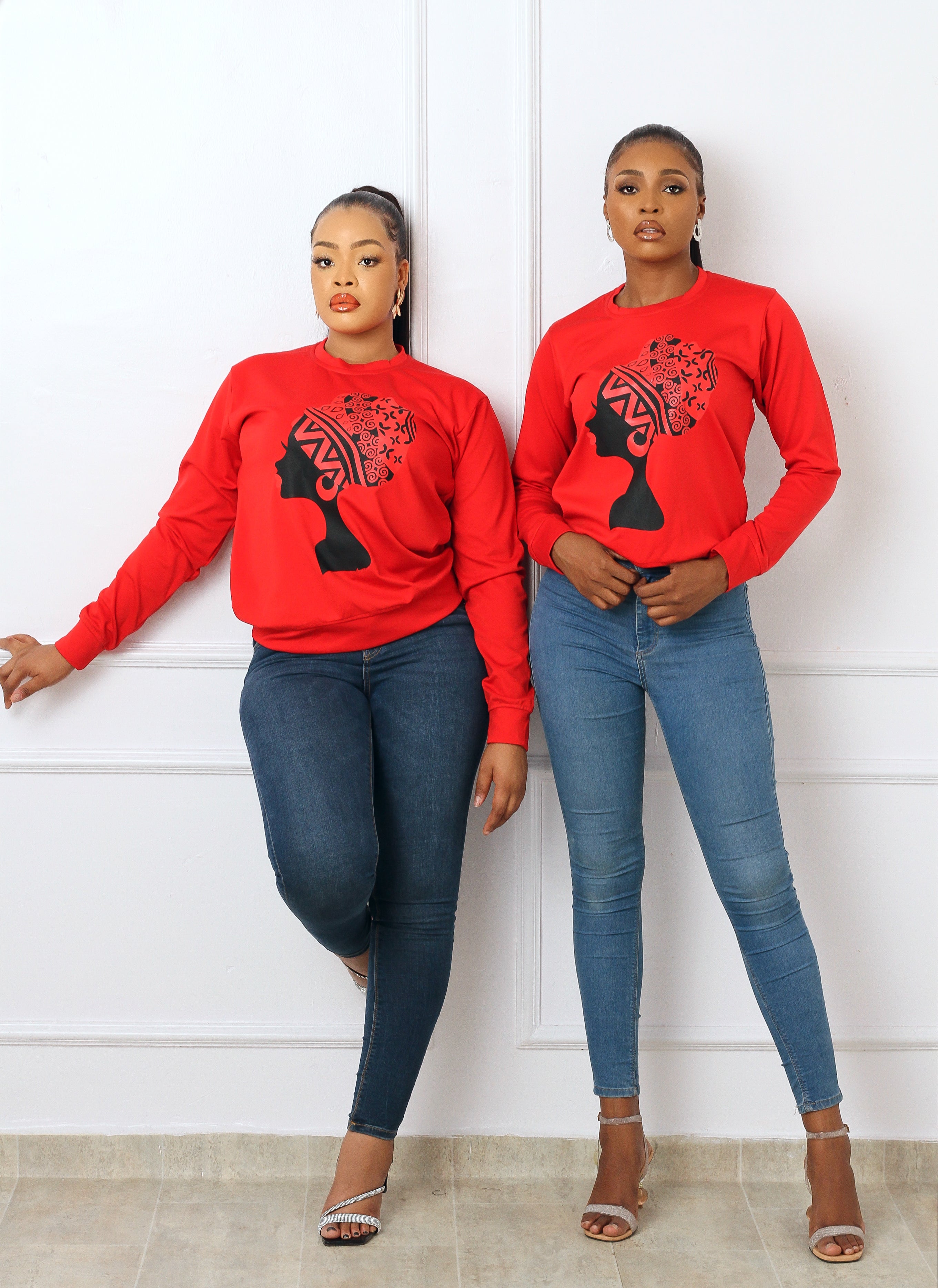 Yara African Queen Sweatshirt (Red) NIKI KAY