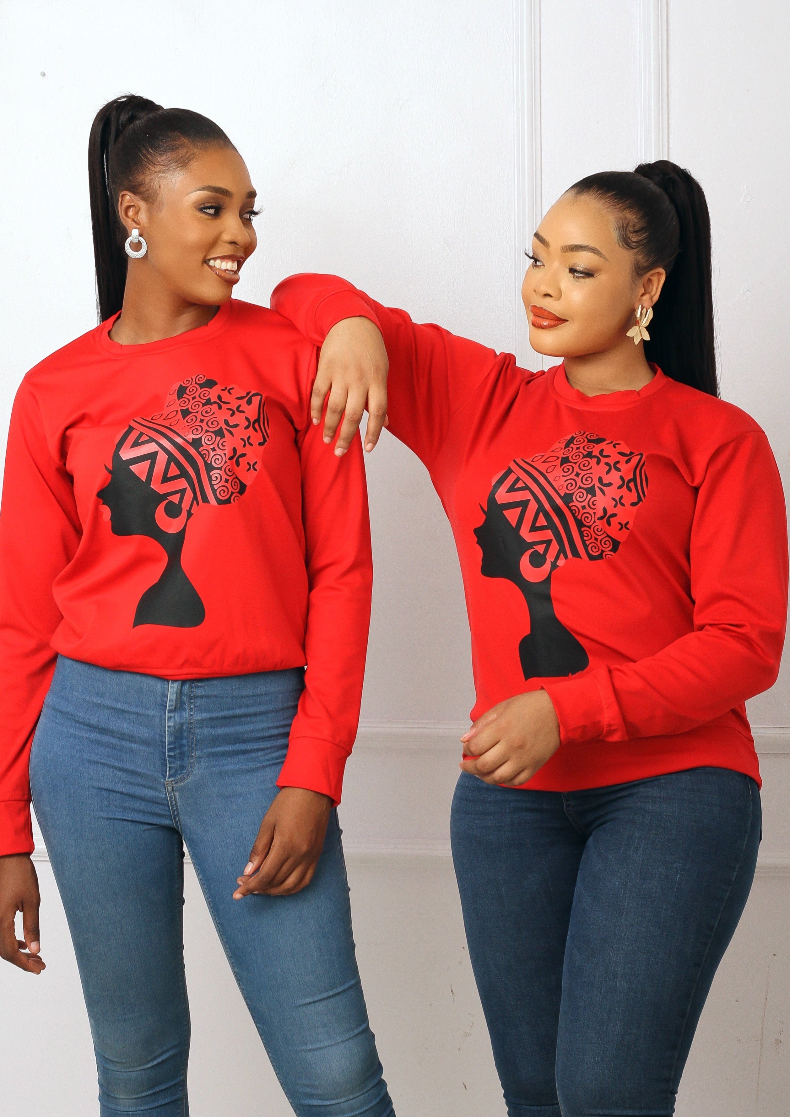 Yara African Queen Sweatshirt (Red) NIKI KAY