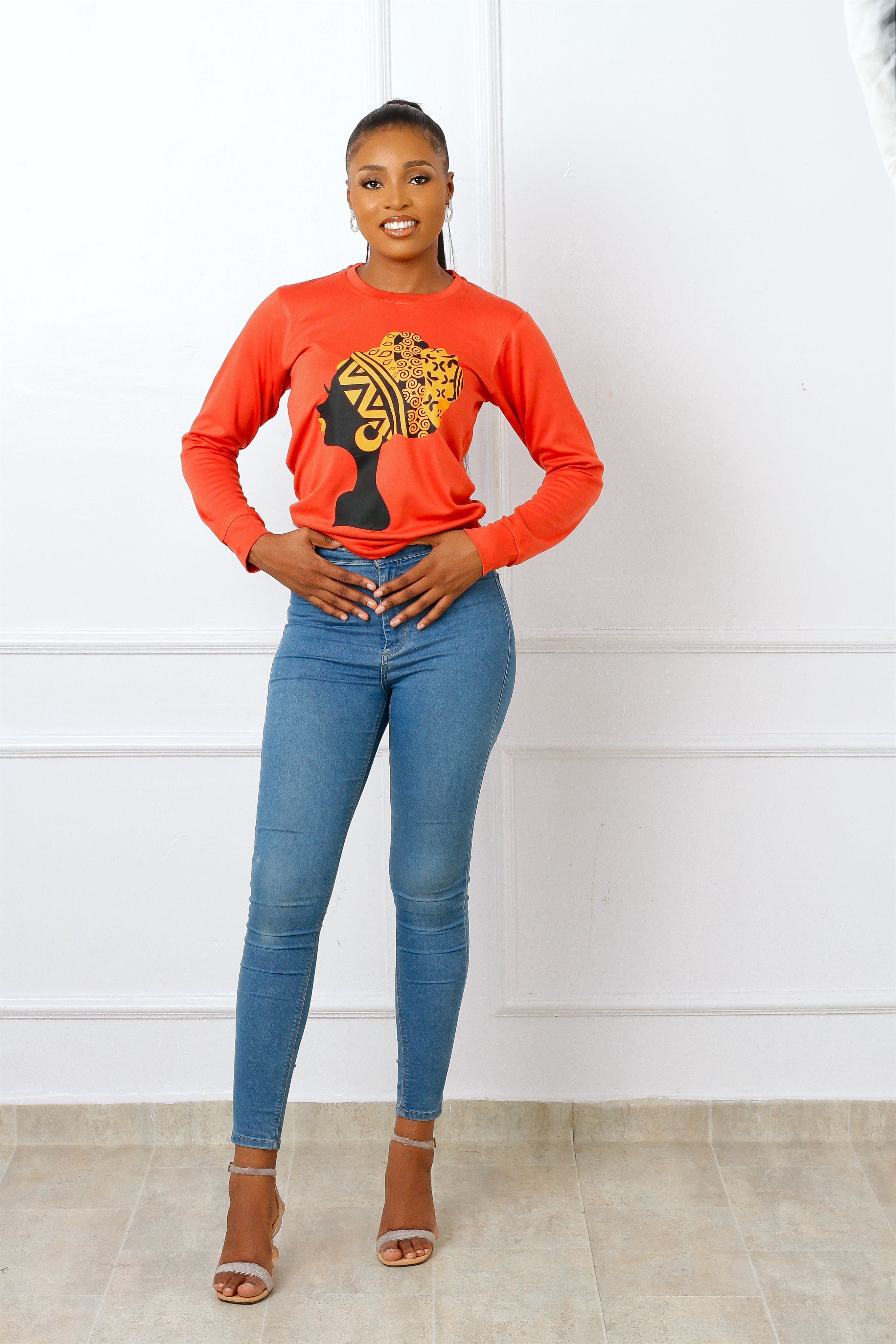 Yara African Queen Sweatshirt (Orange) NIKI KAY